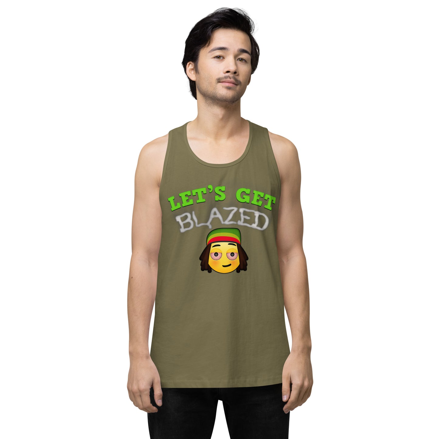 Men’s Cannabis Weed Emoji Premium Tank Top