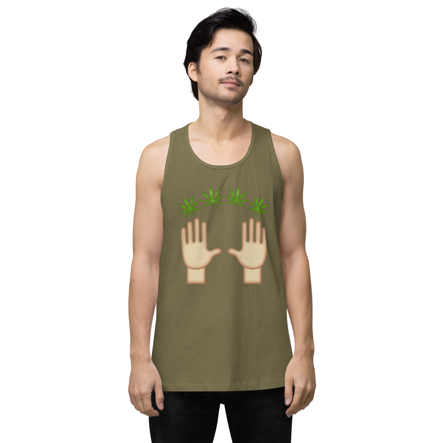 Men’s Cannabis Weed Emoji Premium Tank Top