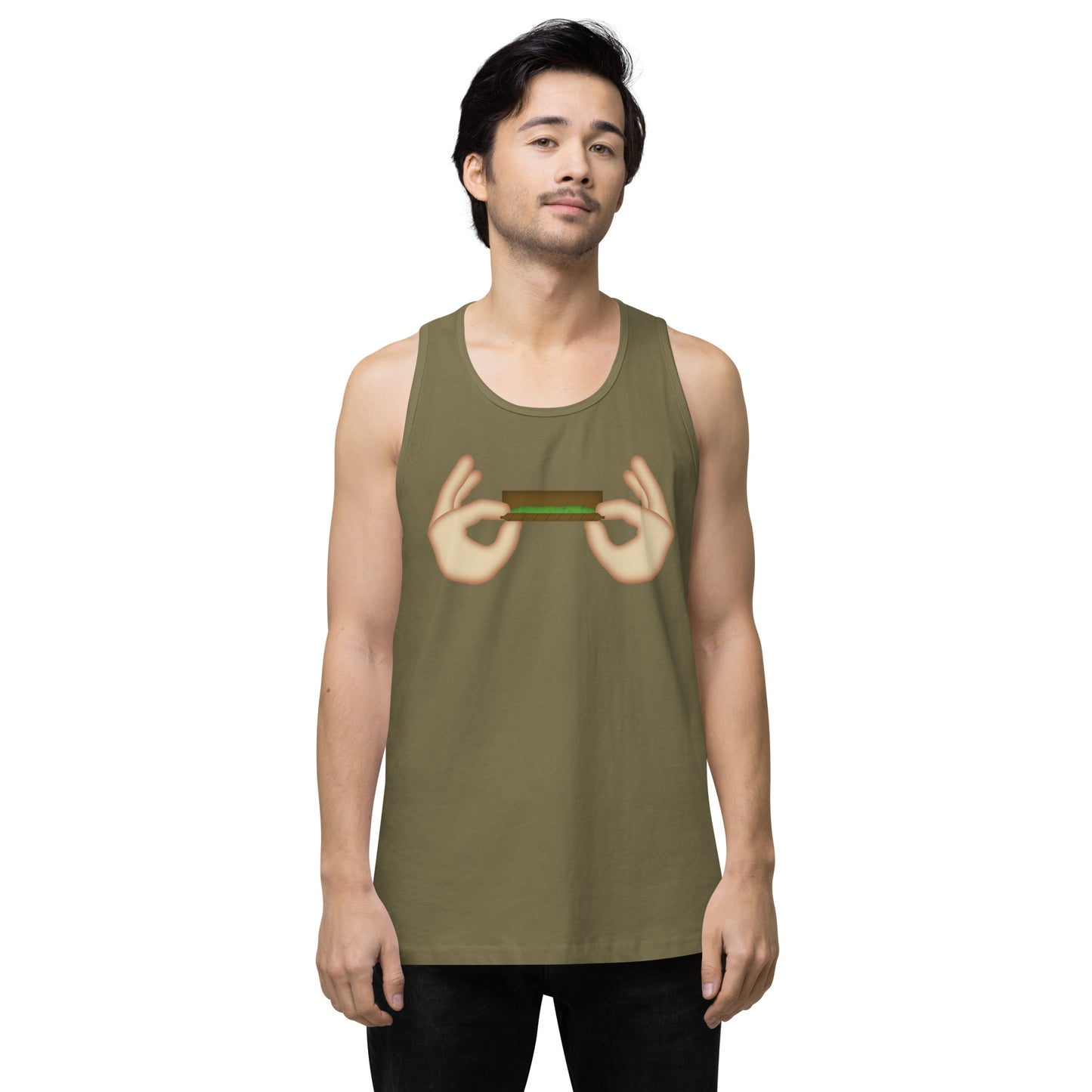 Men’s Cannabis Weed Emoji Premium Tank Top