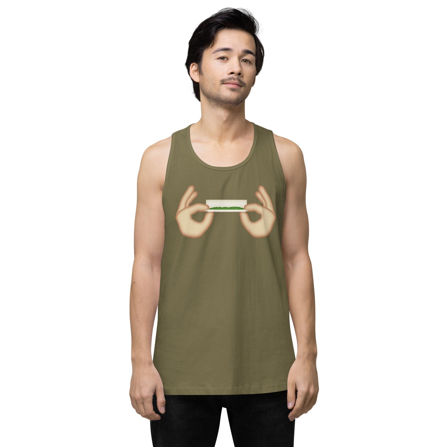 Men’s Cannabis Weed Emoji Premium Tank Top