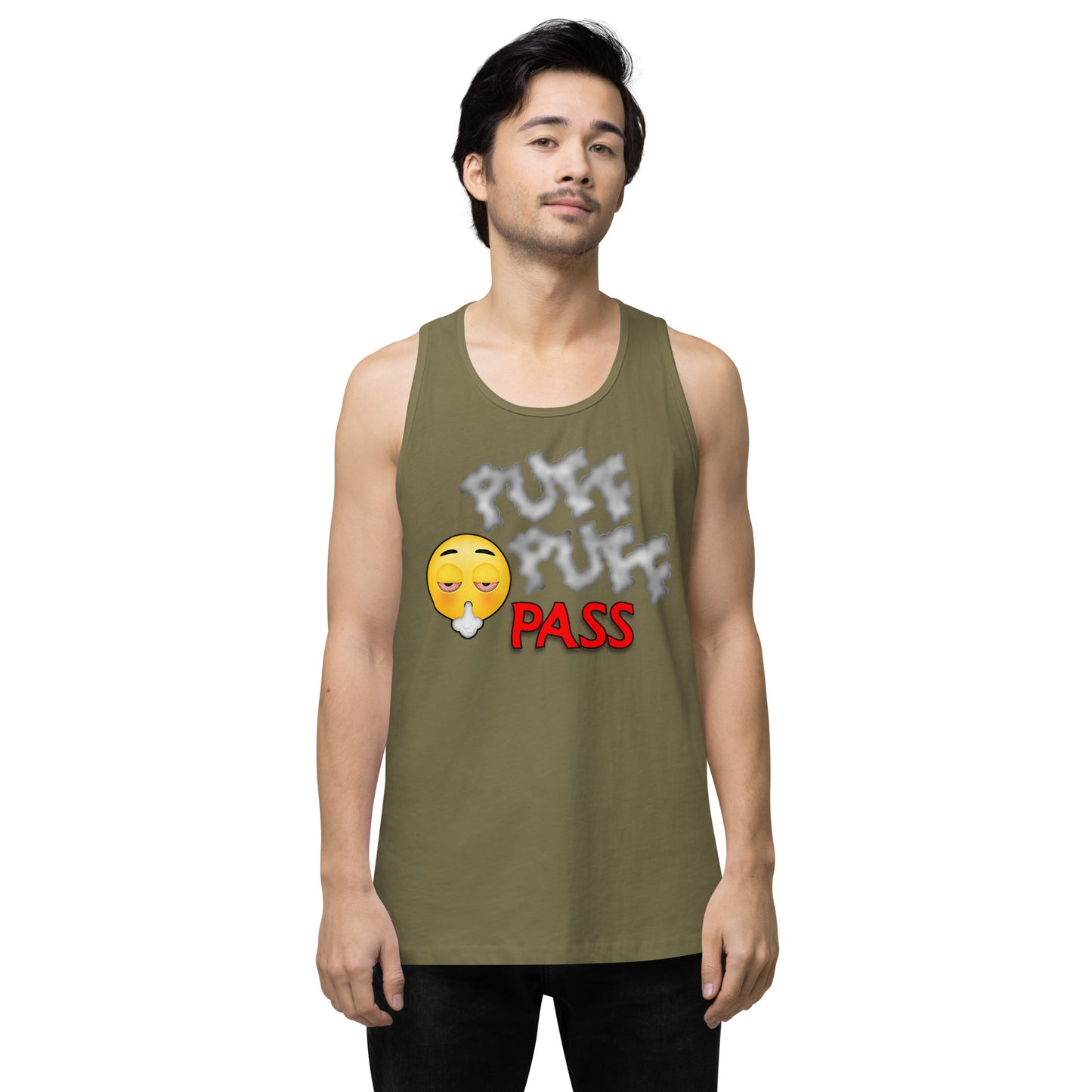 Men’s Cannabis Weed Emoji Premium Tank Top