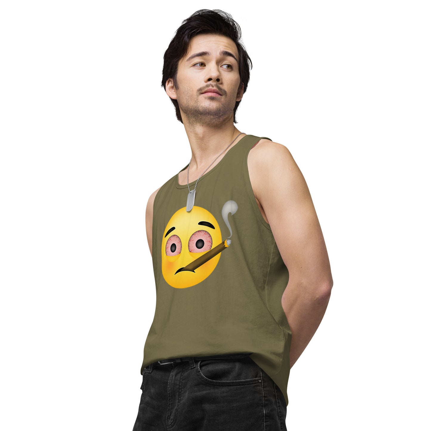 Men’s Cannabis Weed Emoji Premium Tank Top