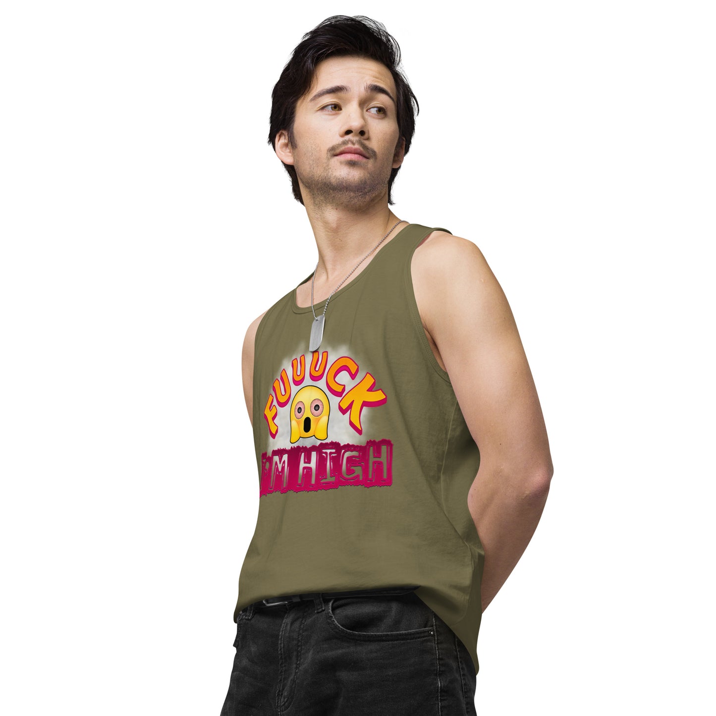 Men’s Cannabis Weed Emoji Premium Tank Top