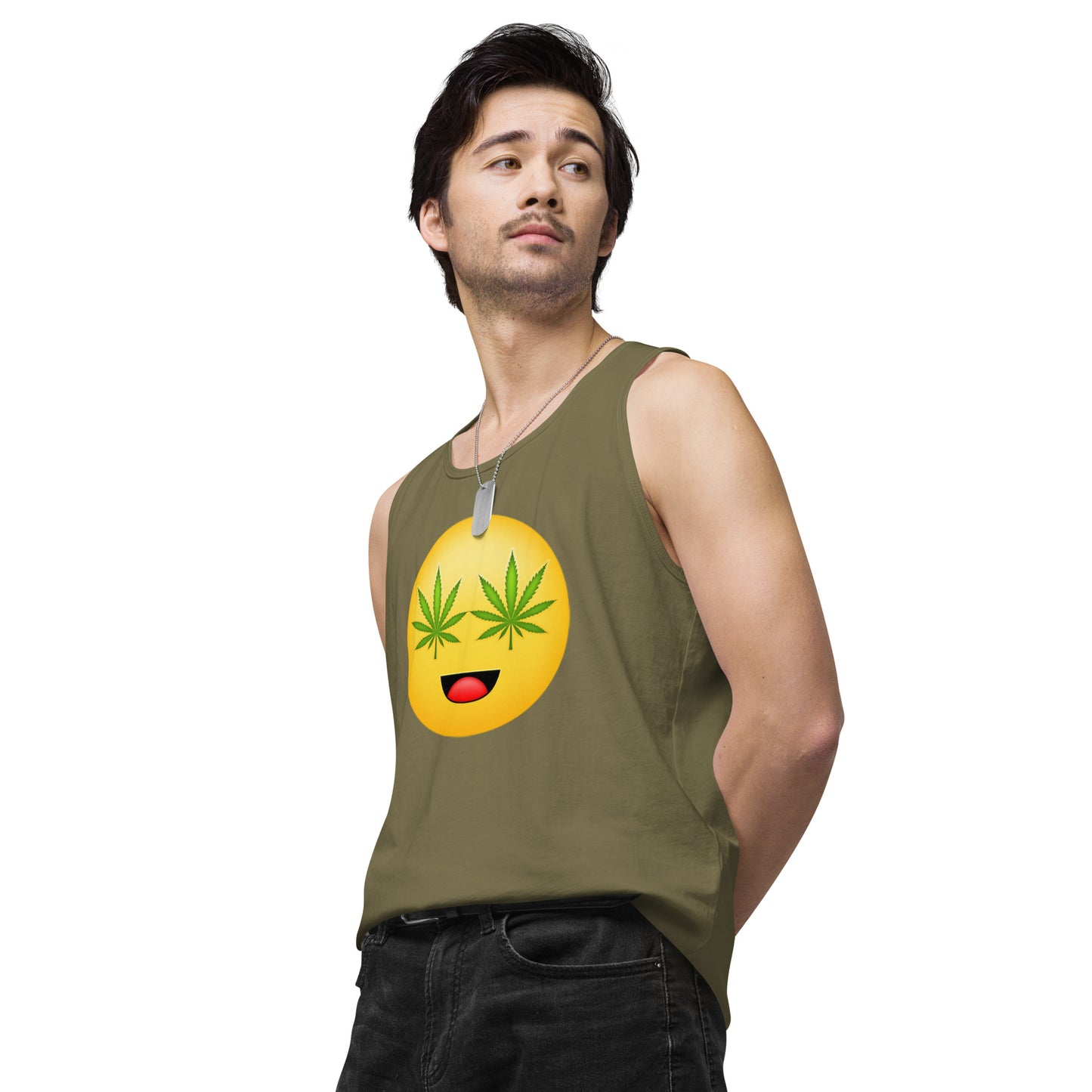 Men’s Cannabis Weed Emoji Premium Tank Top