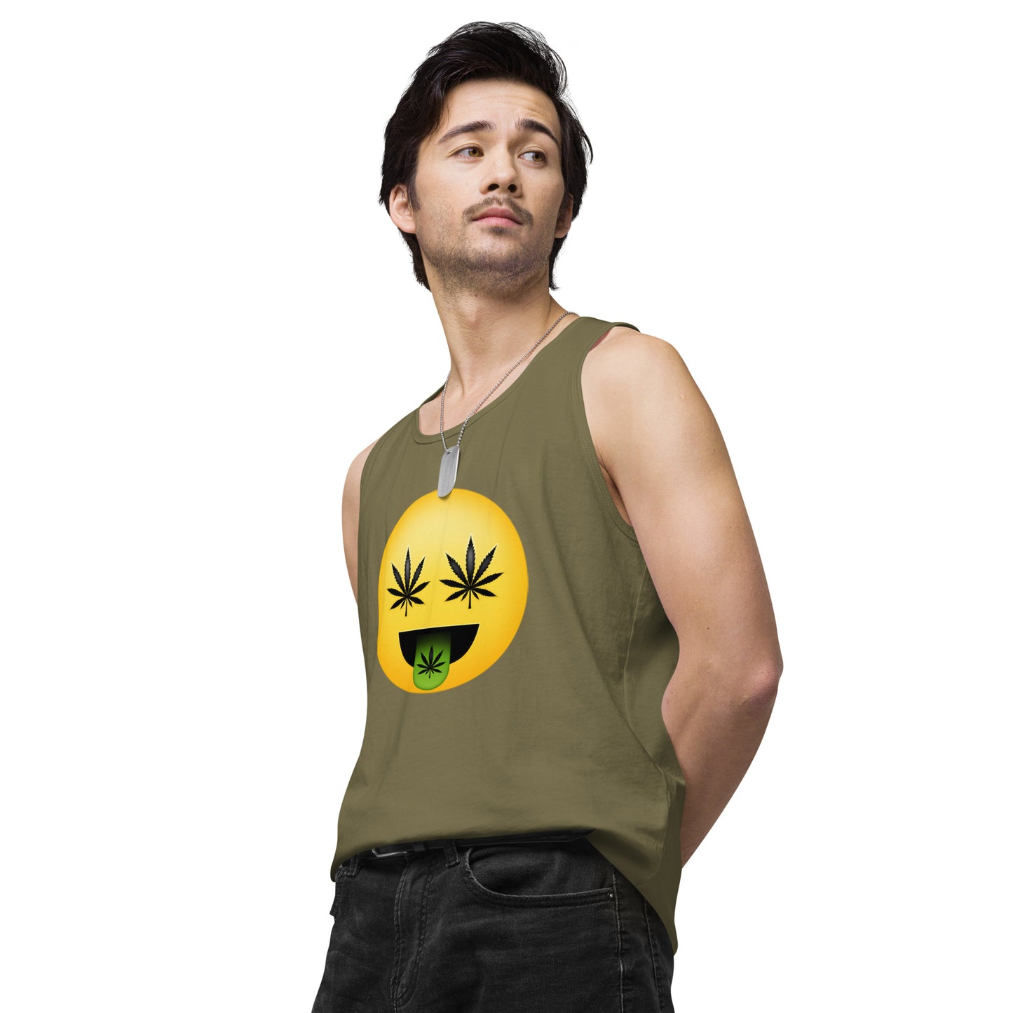 Men’s Cannabis Weed Emoji Premium Tank Top