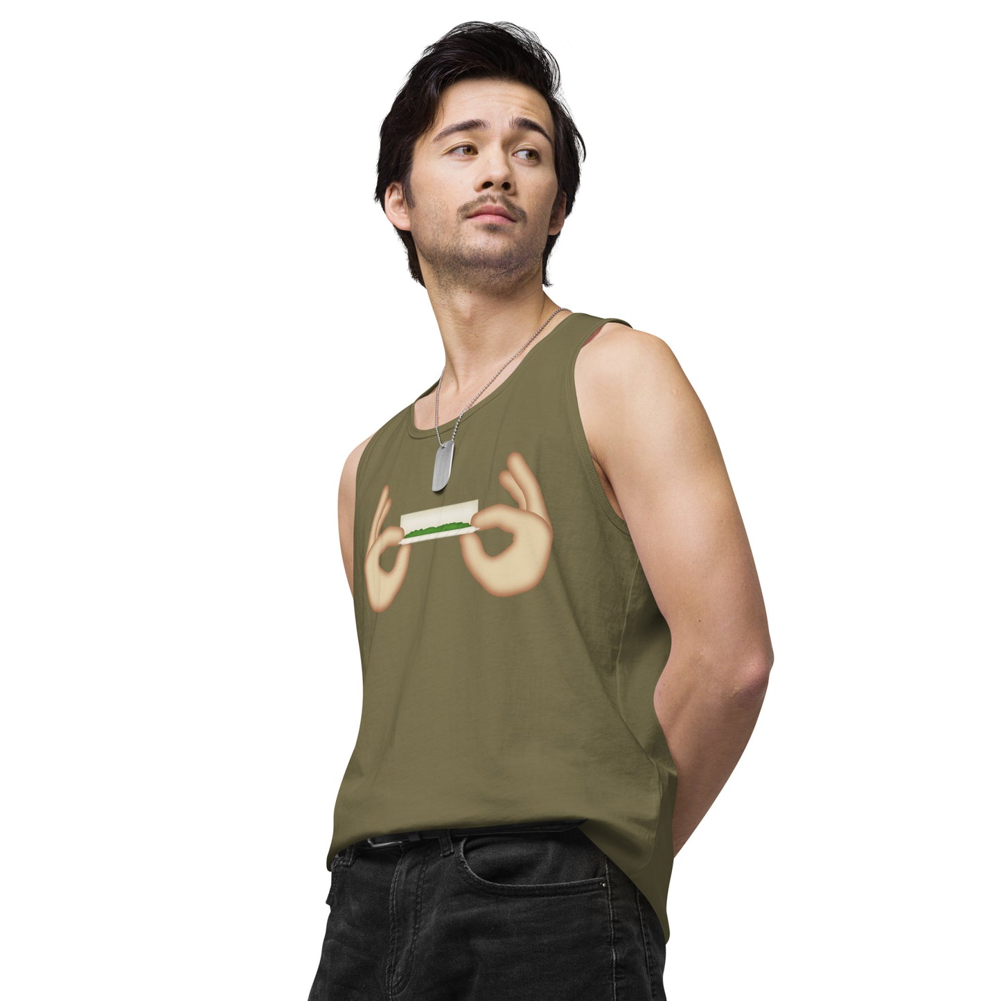 Men’s Cannabis Weed Emoji Premium Tank Top