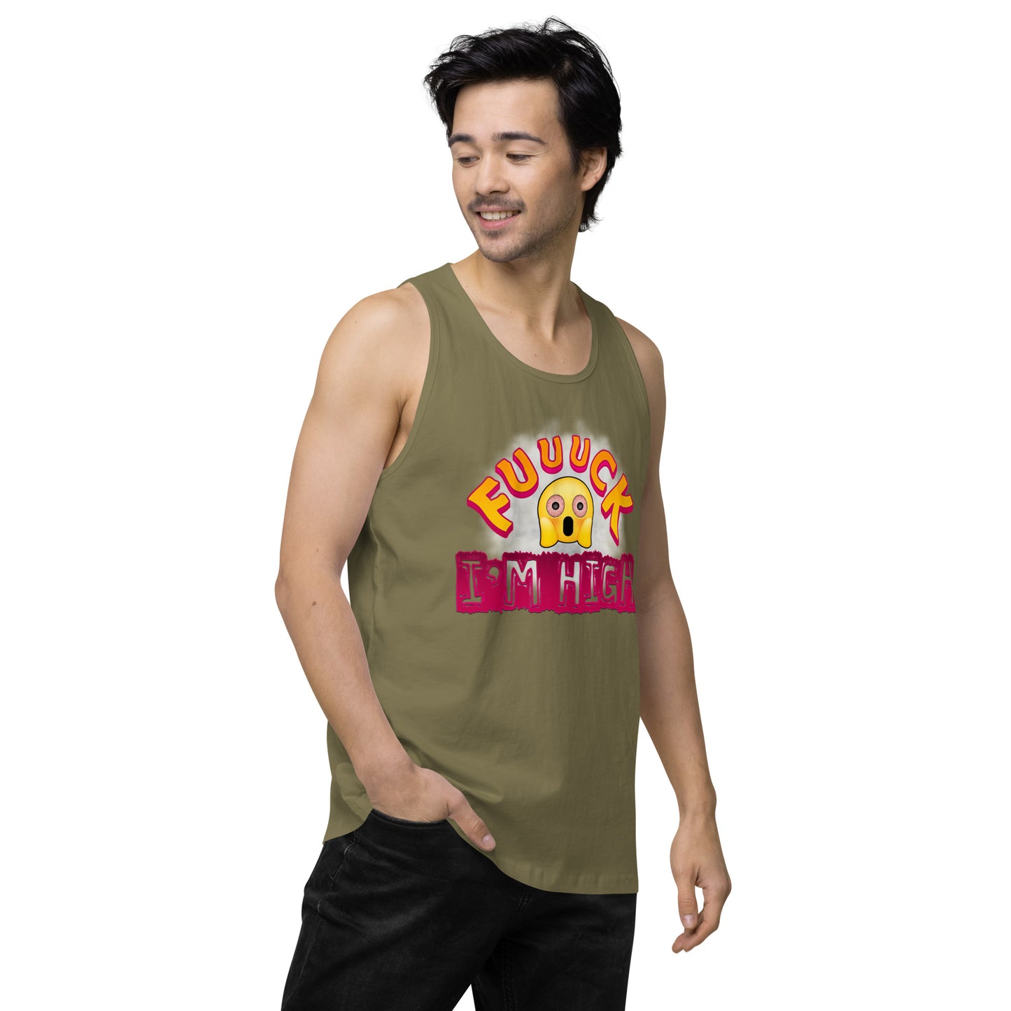 Men’s Cannabis Weed Emoji Premium Tank Top