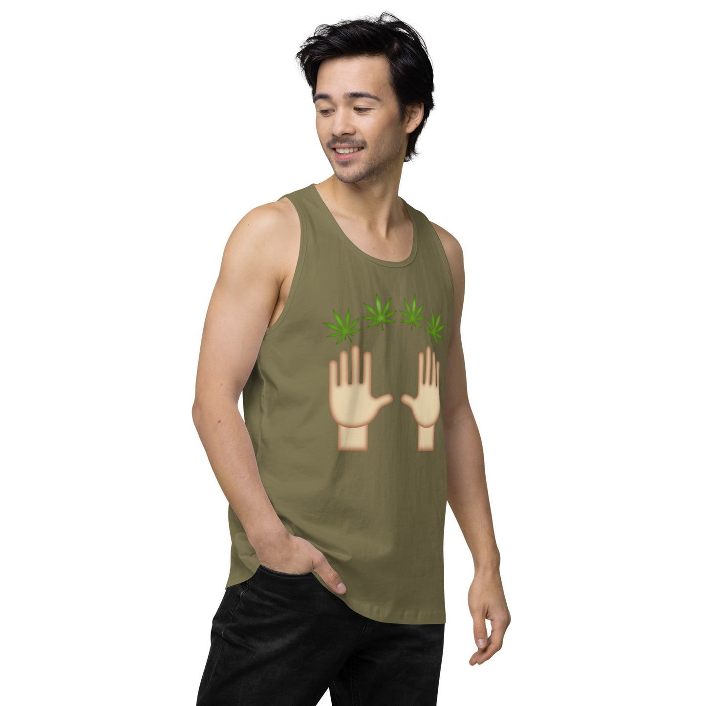 Men’s Cannabis Weed Emoji Premium Tank Top