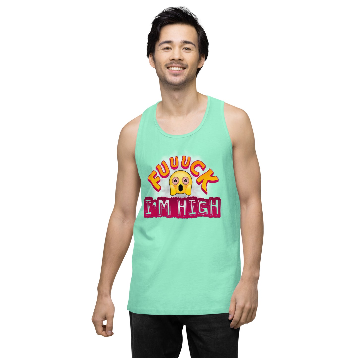 Men’s Cannabis Weed Emoji Premium Tank Top