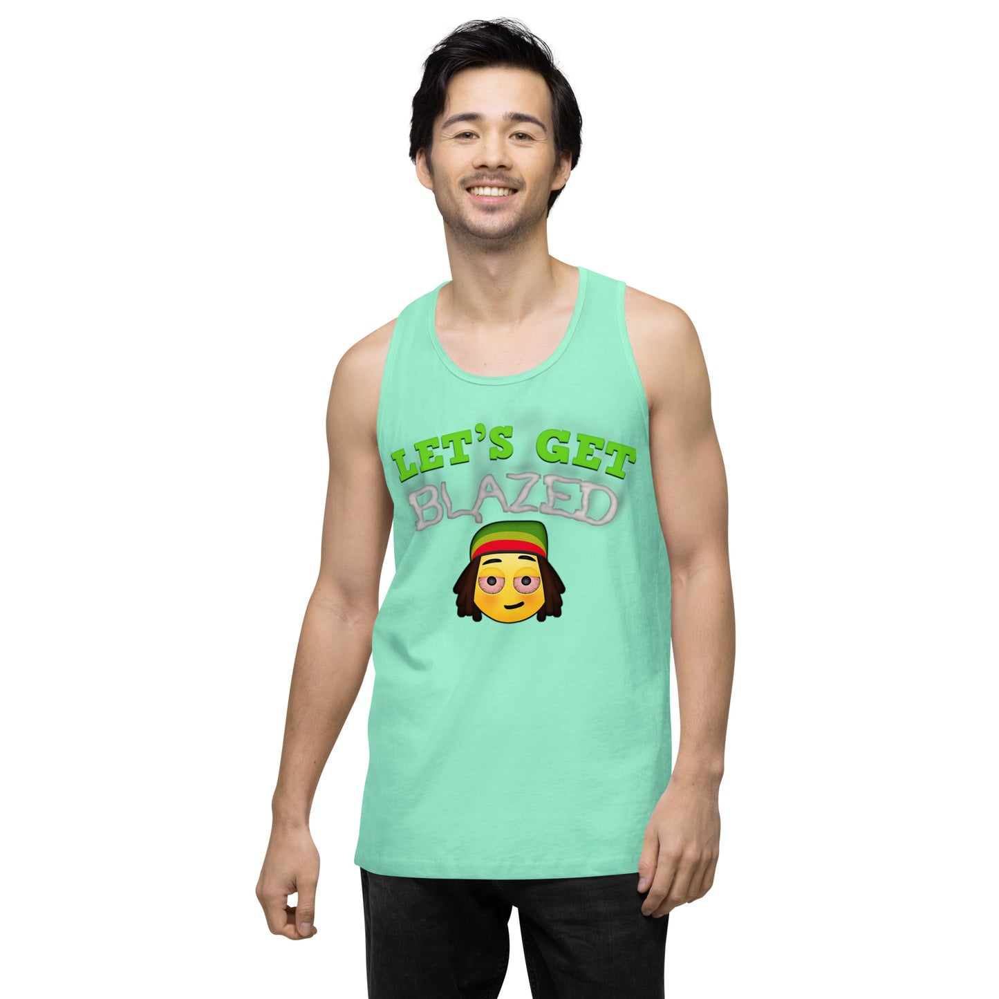 Men’s Cannabis Weed Emoji Premium Tank Top