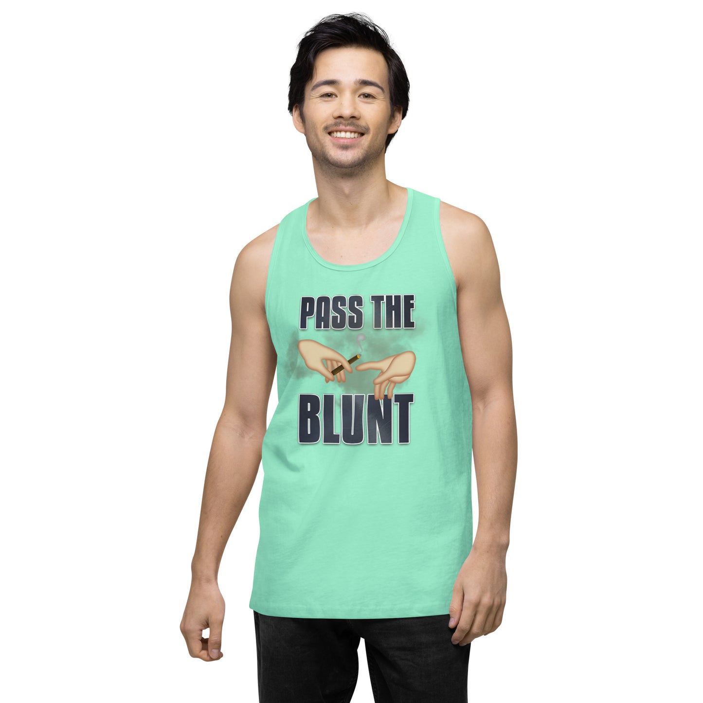 Men’s Cannabis Weed Emoji Premium Tank Top