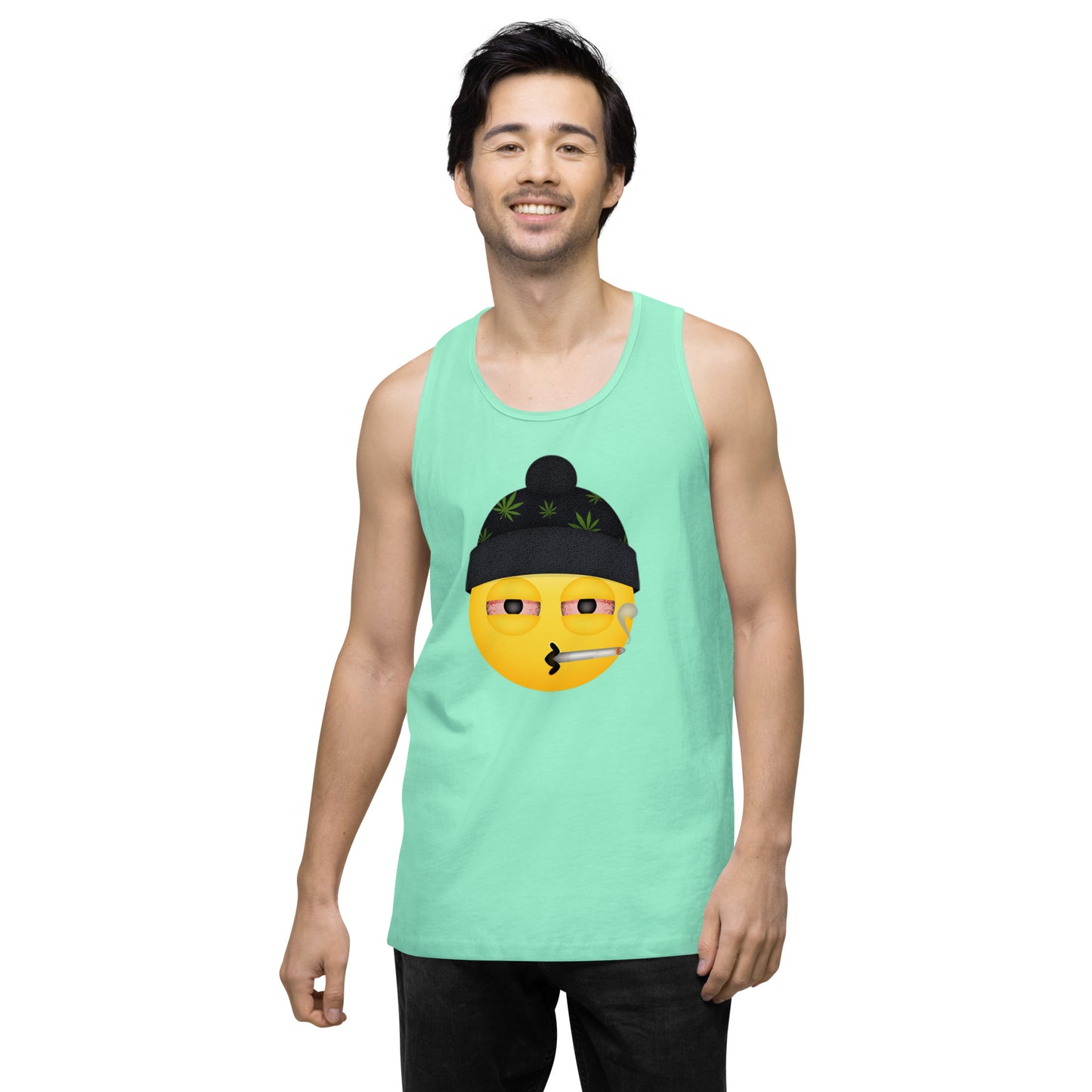 Emoji Stoner Weed Cannabis Festival Fun Tank Top For Men