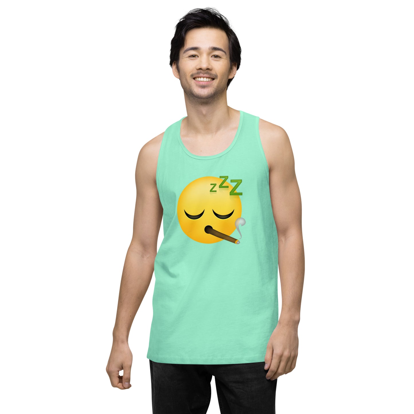 Men’s Cannabis Weed Emoji Premium Tank Top