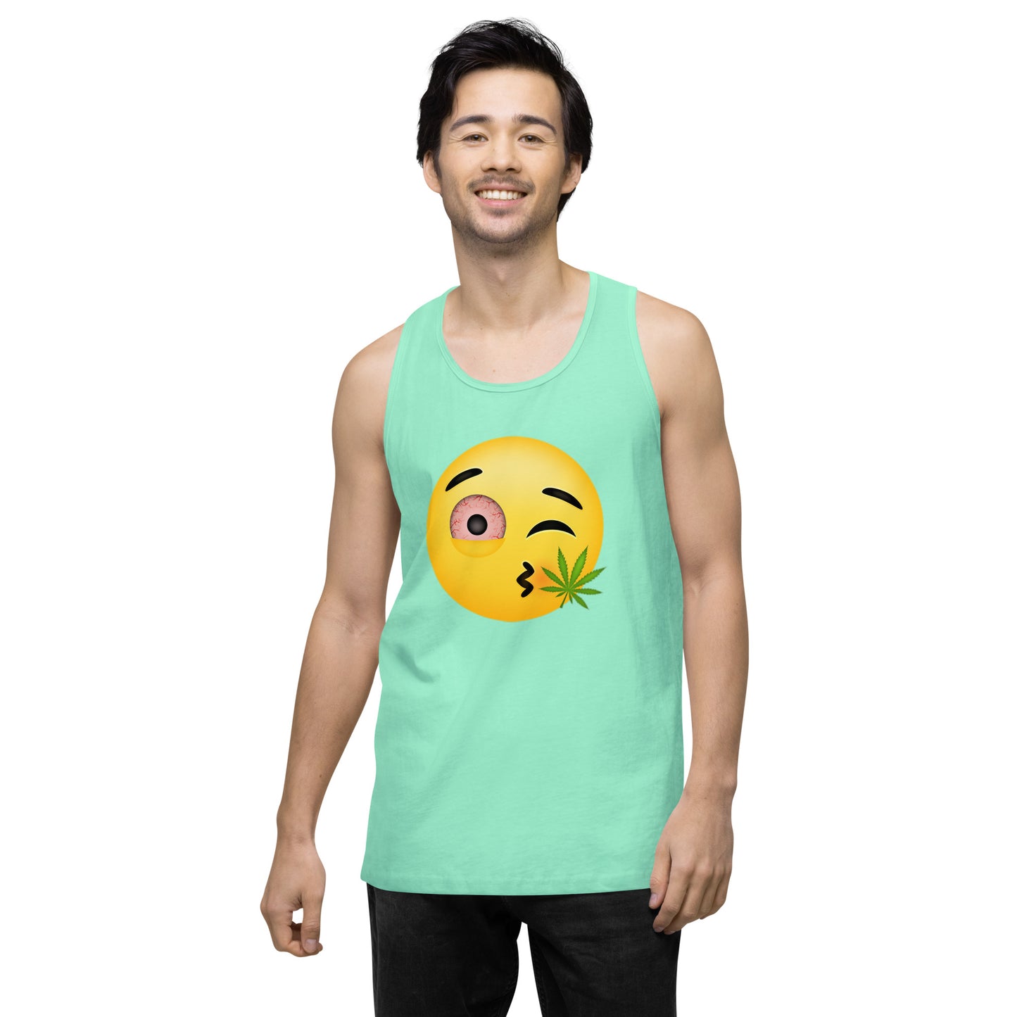 Men’s Cannabis Weed Emoji Premium Tank Top