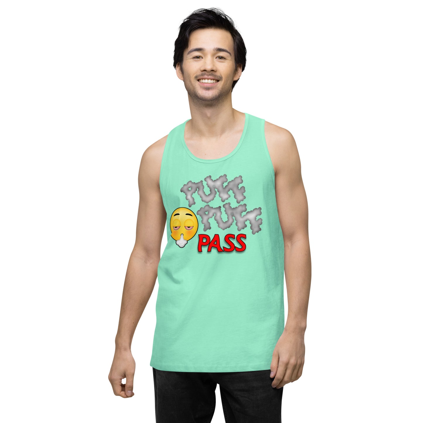 Men’s Cannabis Weed Emoji Premium Tank Top