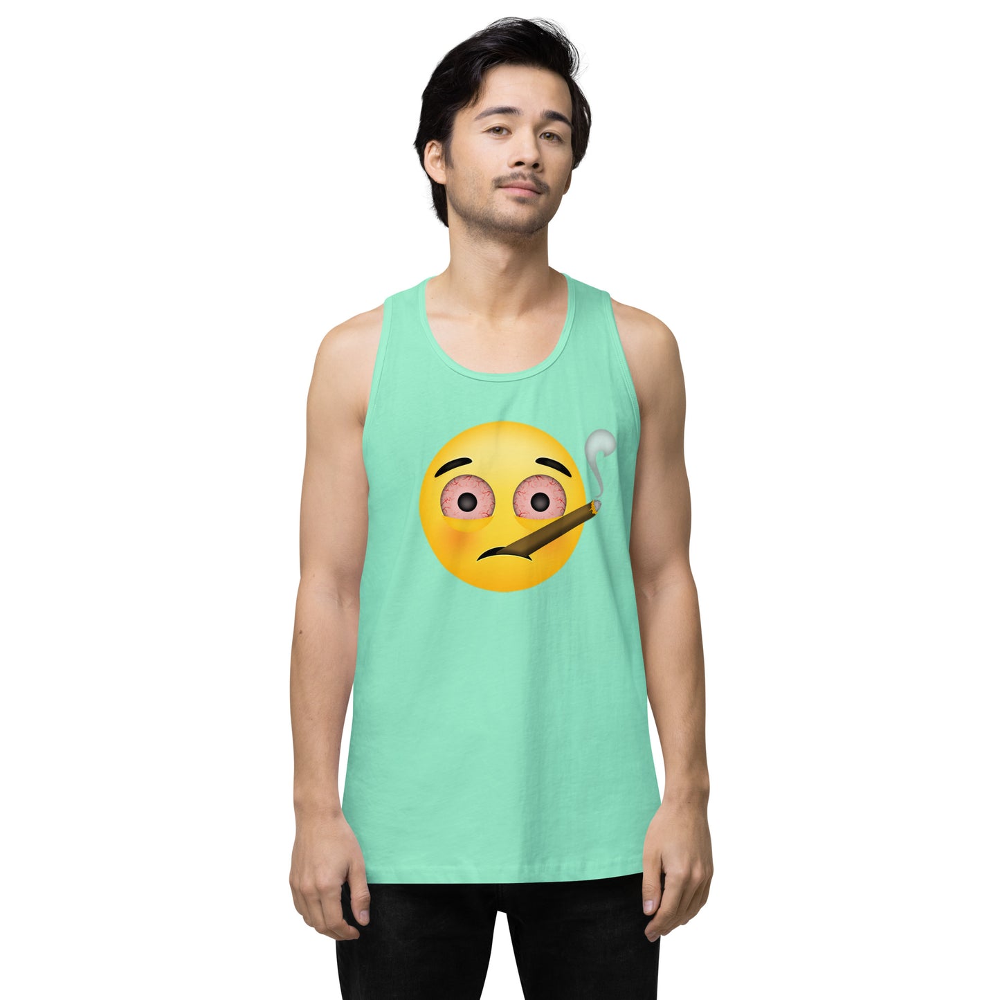 Men’s Cannabis Weed Emoji Premium Tank Top