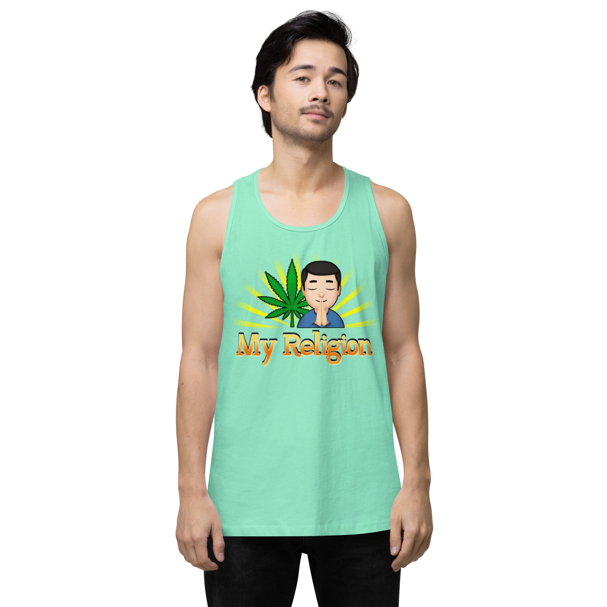 Emoji Weed Cannabis Edibles Sativa Festival Fun Blunt Tank Top Munchies For Men