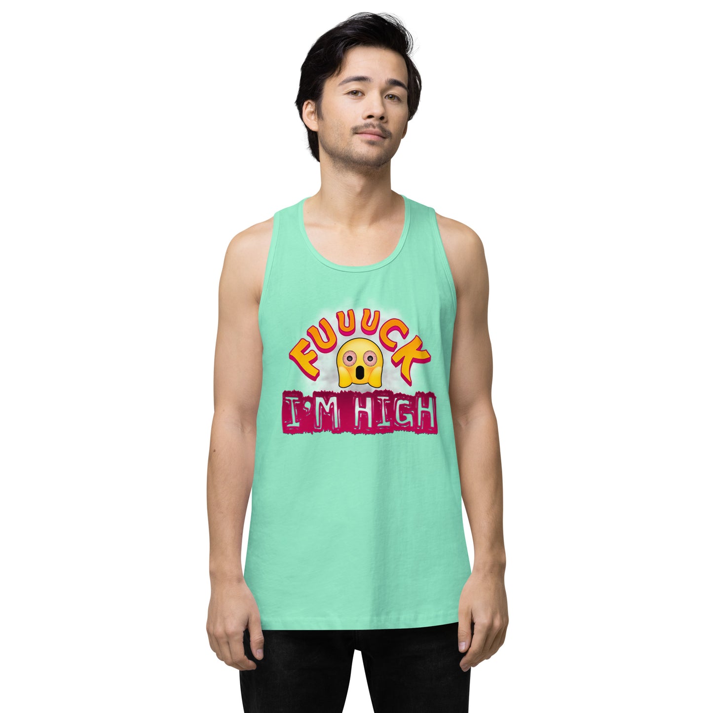 Men’s Cannabis Weed Emoji Premium Tank Top