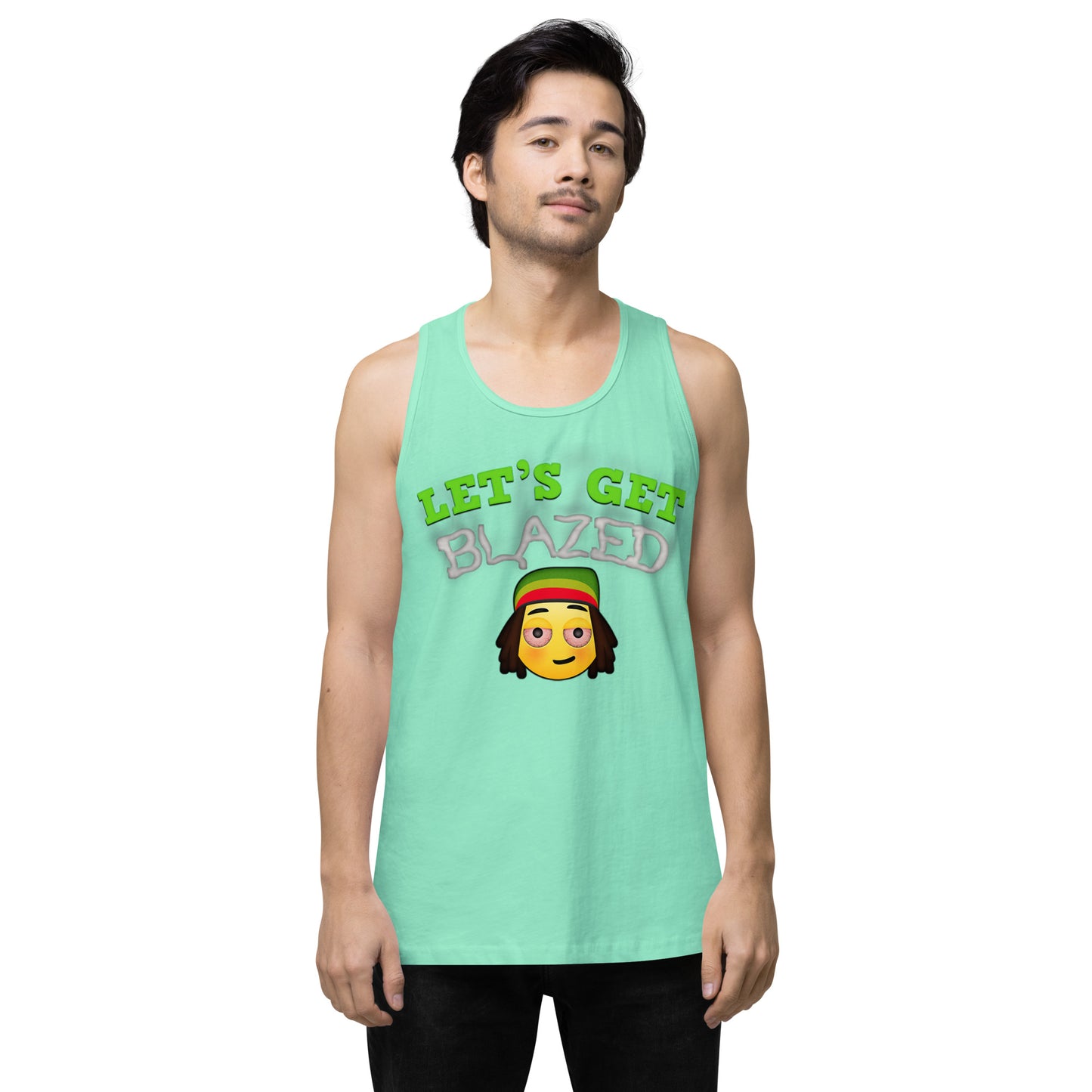 Men’s Cannabis Weed Emoji Premium Tank Top