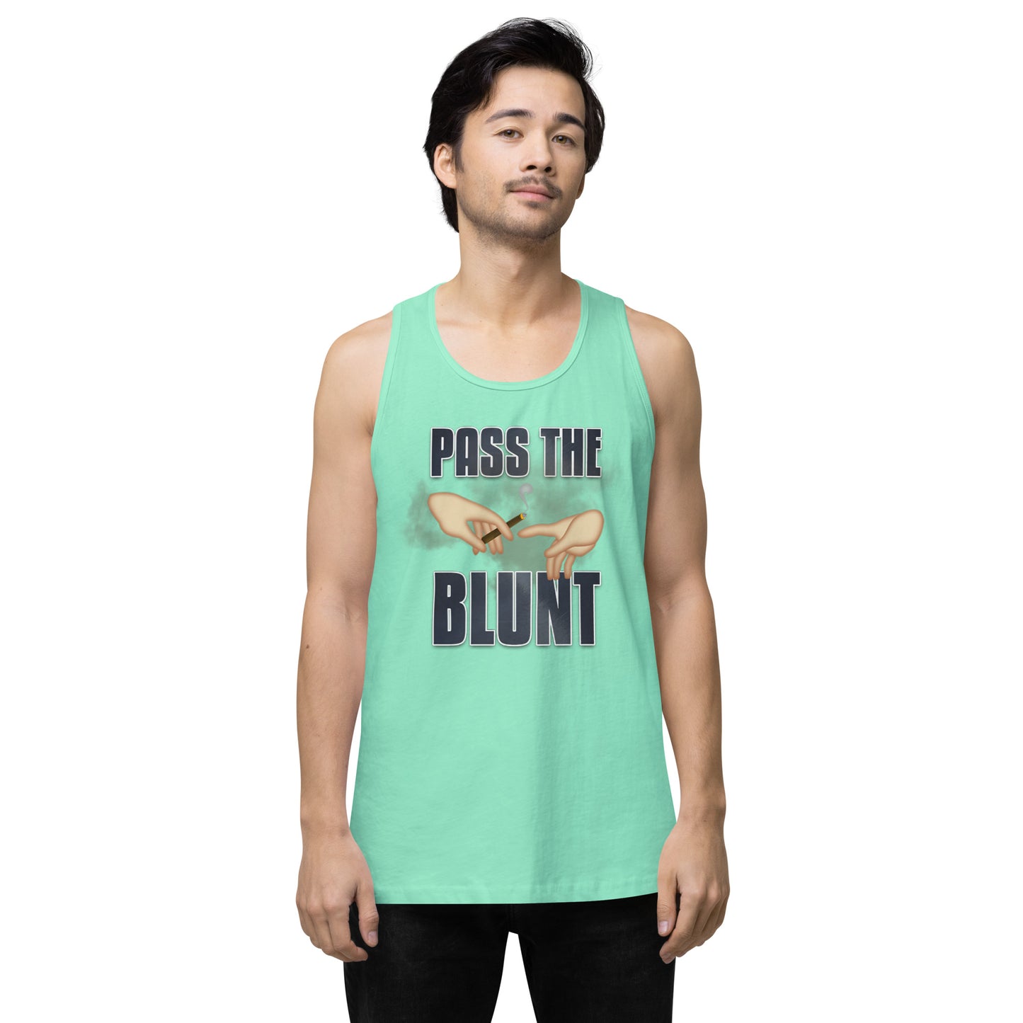 Men’s Cannabis Weed Emoji Premium Tank Top