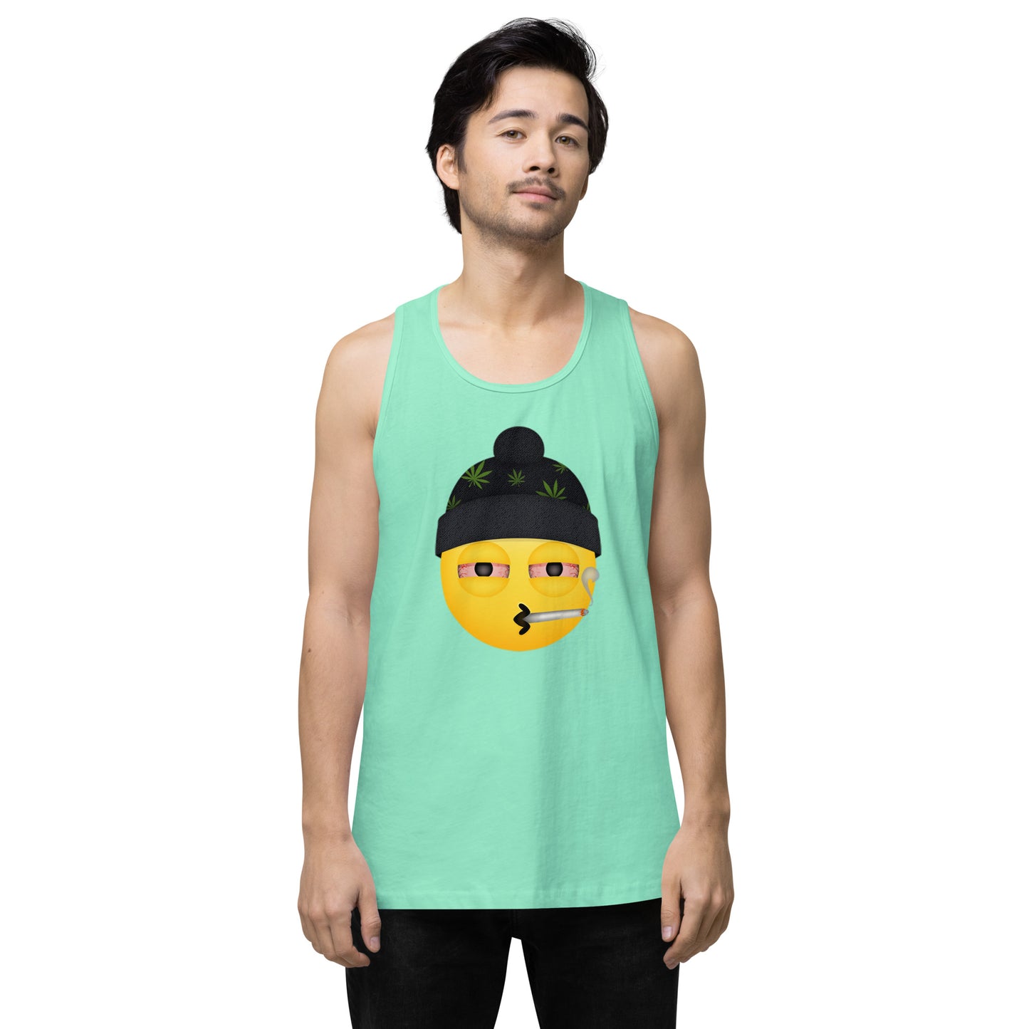 Men’s Cannabis Weed Emoji Premium Tank Top