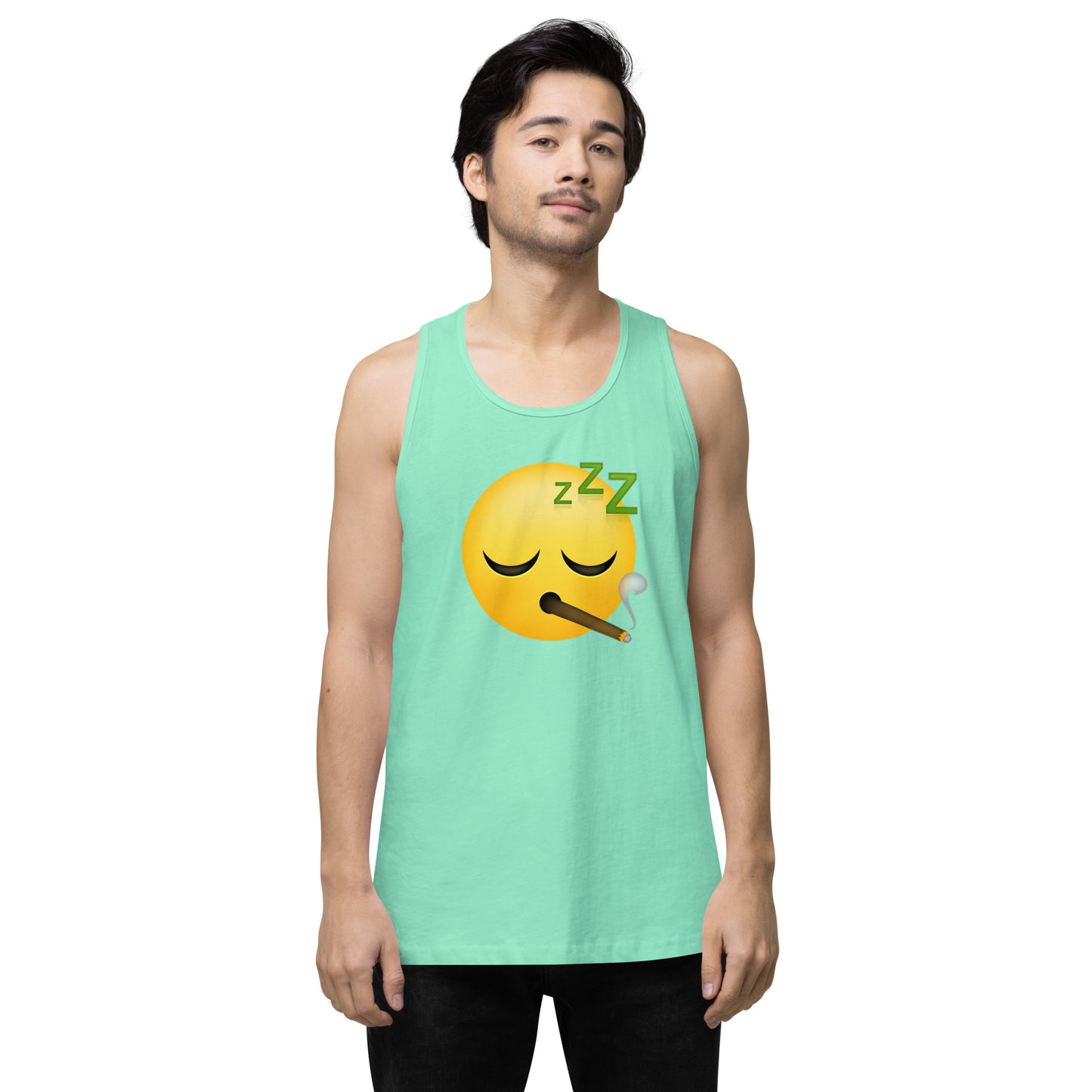 Emoji Sleepy Blunt Weed Cannabis EDM Festival Fun Tank Top For Men