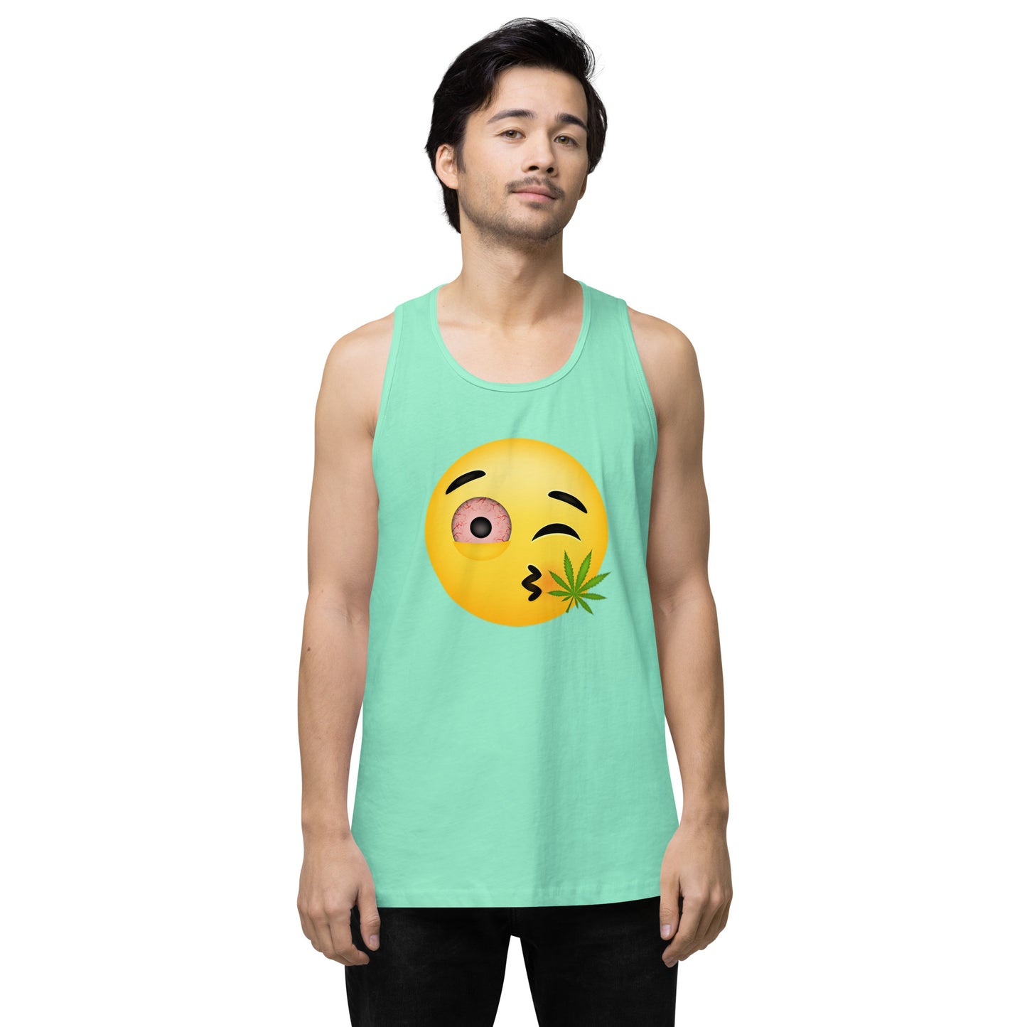 Men’s Cannabis Weed Emoji Premium Tank Top