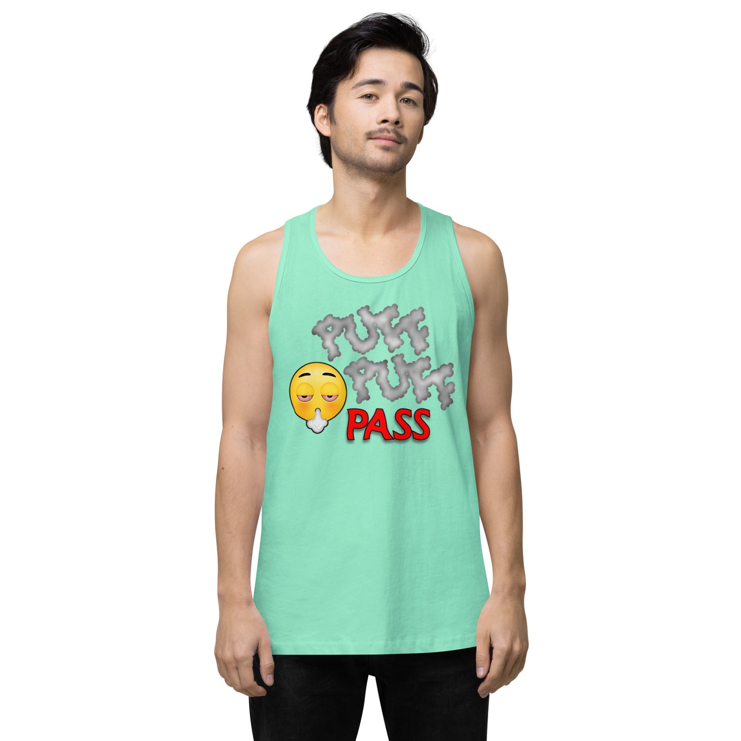 Emoji Puff Puff Pass Weed Cannabis EDM Festival Party Tank Top For Men