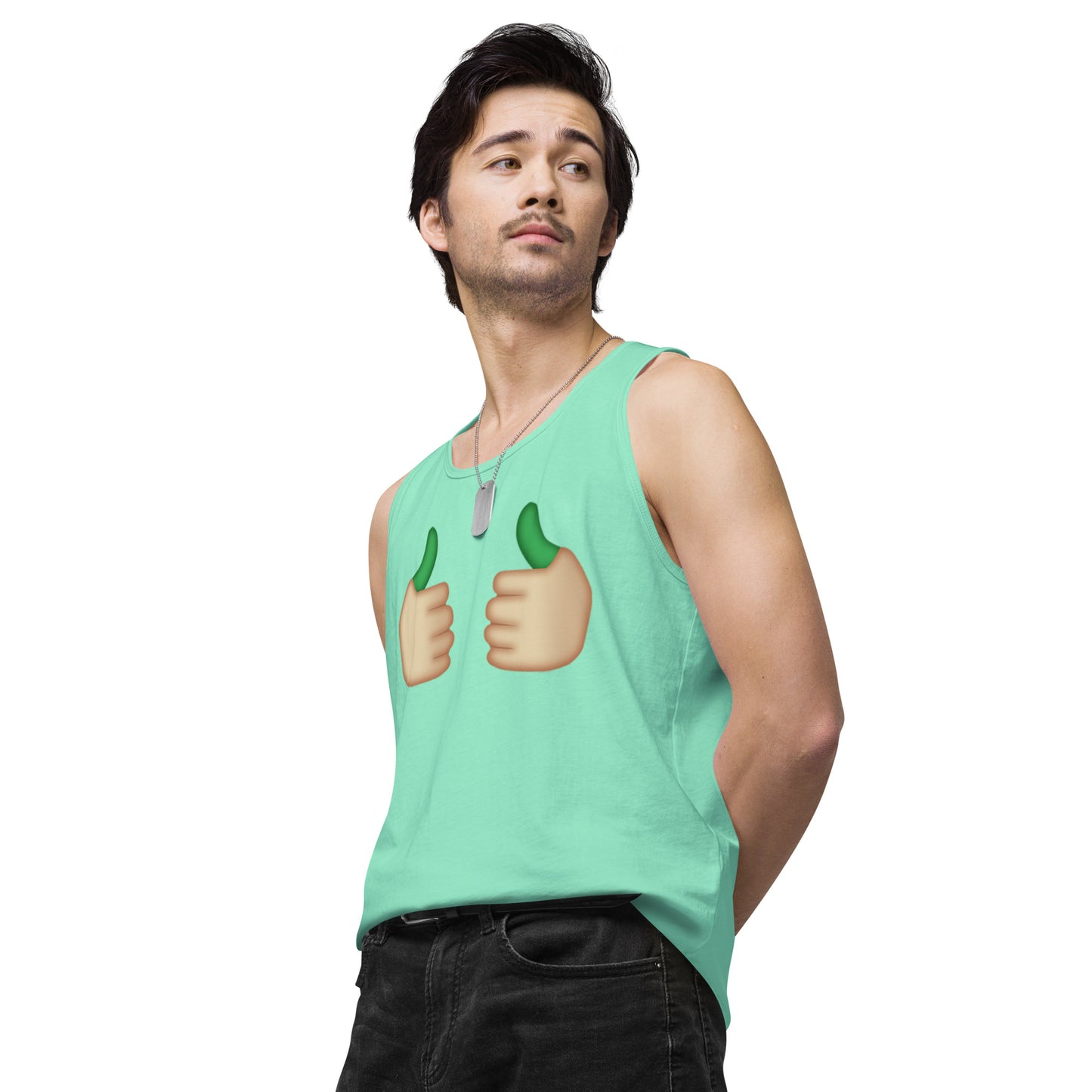 Men’s Cannabis Weed Emoji Premium Tank Top