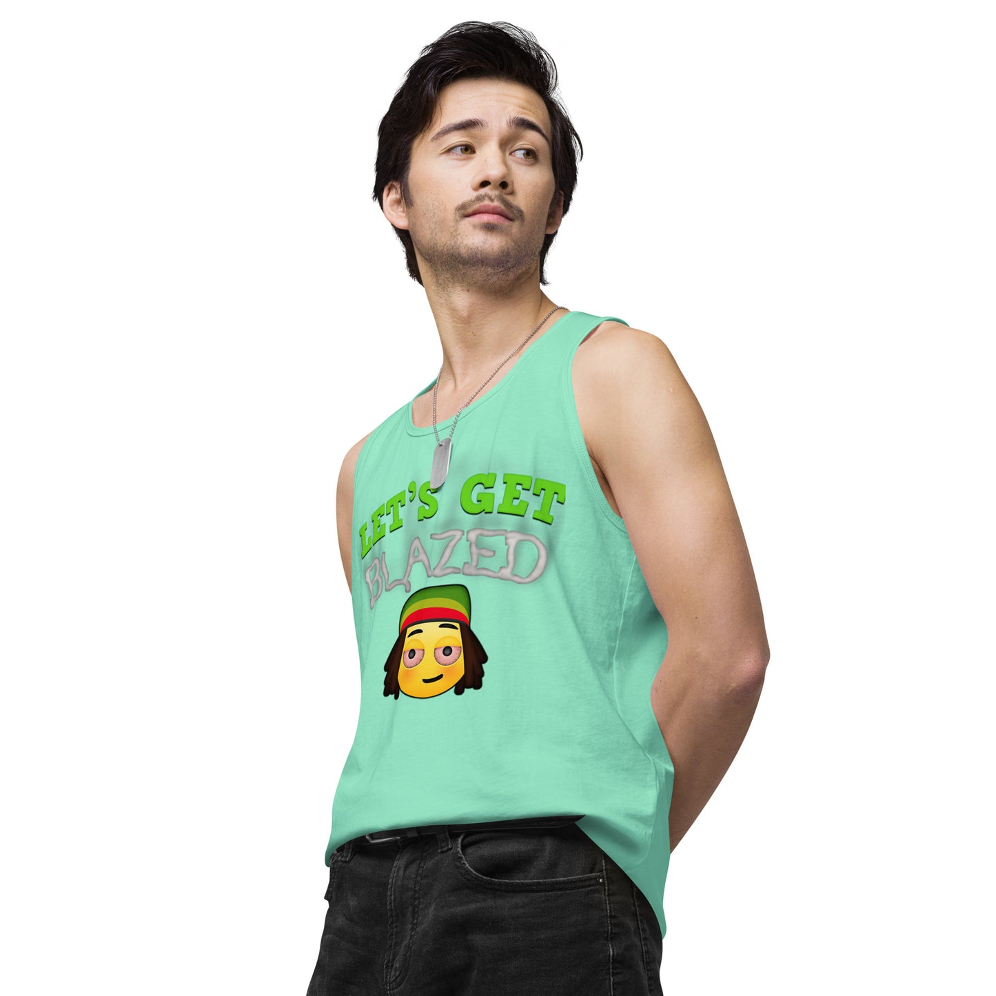 Emoji Weed Cannabis Lets Get Blazed Festival Fun Blunt Tank Top For Men