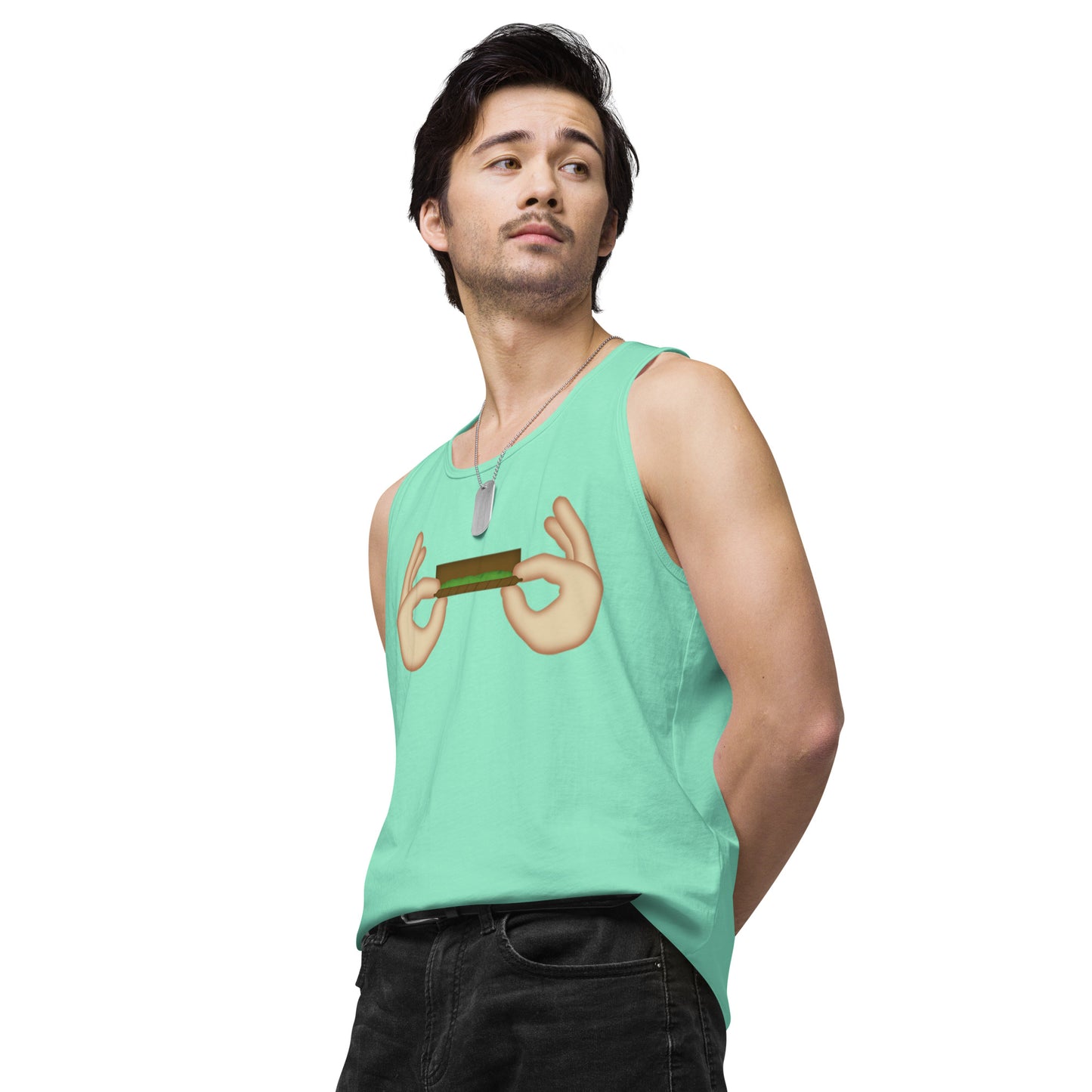 Men’s Cannabis Weed Emoji Premium Tank Top