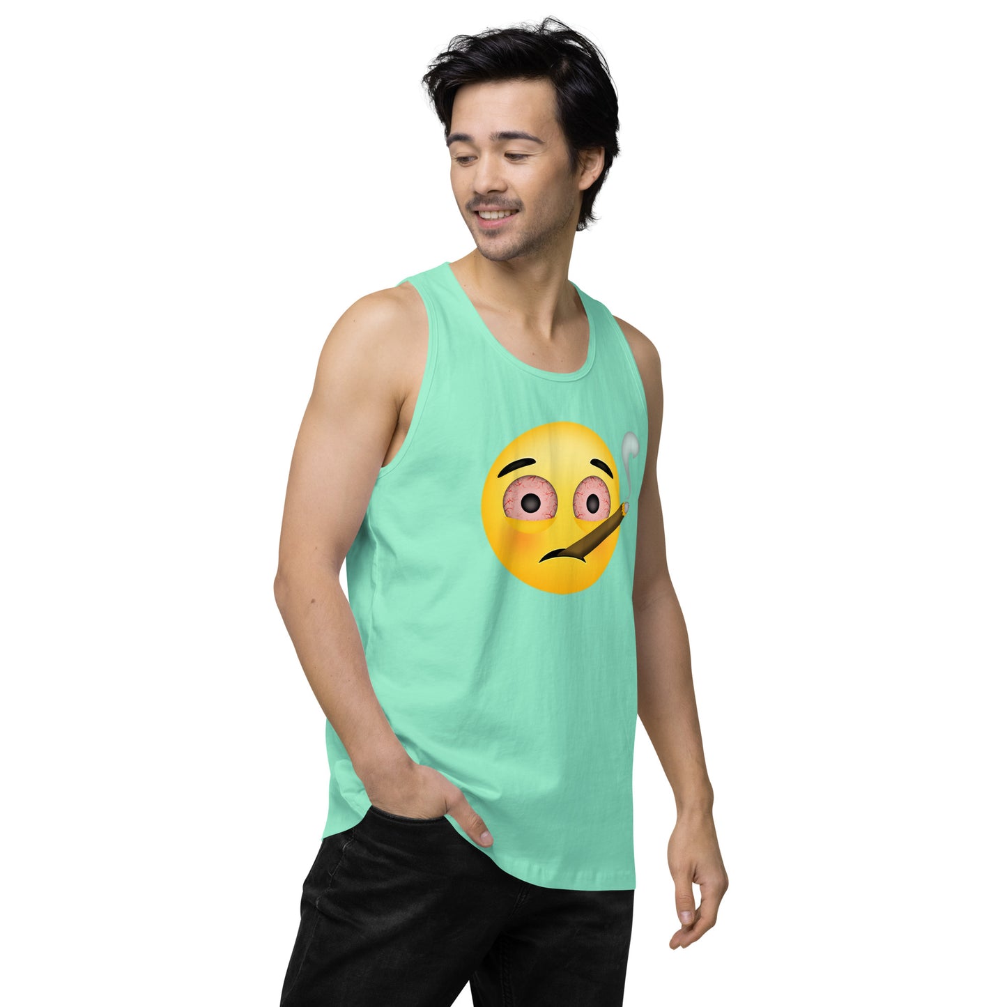 Men’s Cannabis Weed Emoji Premium Tank Top