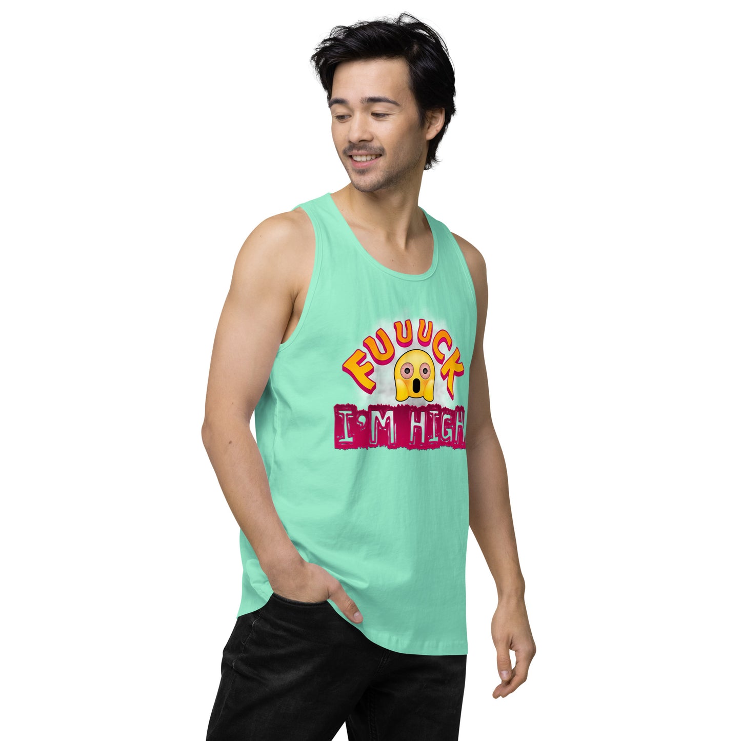 Men’s Cannabis Weed Emoji Premium Tank Top