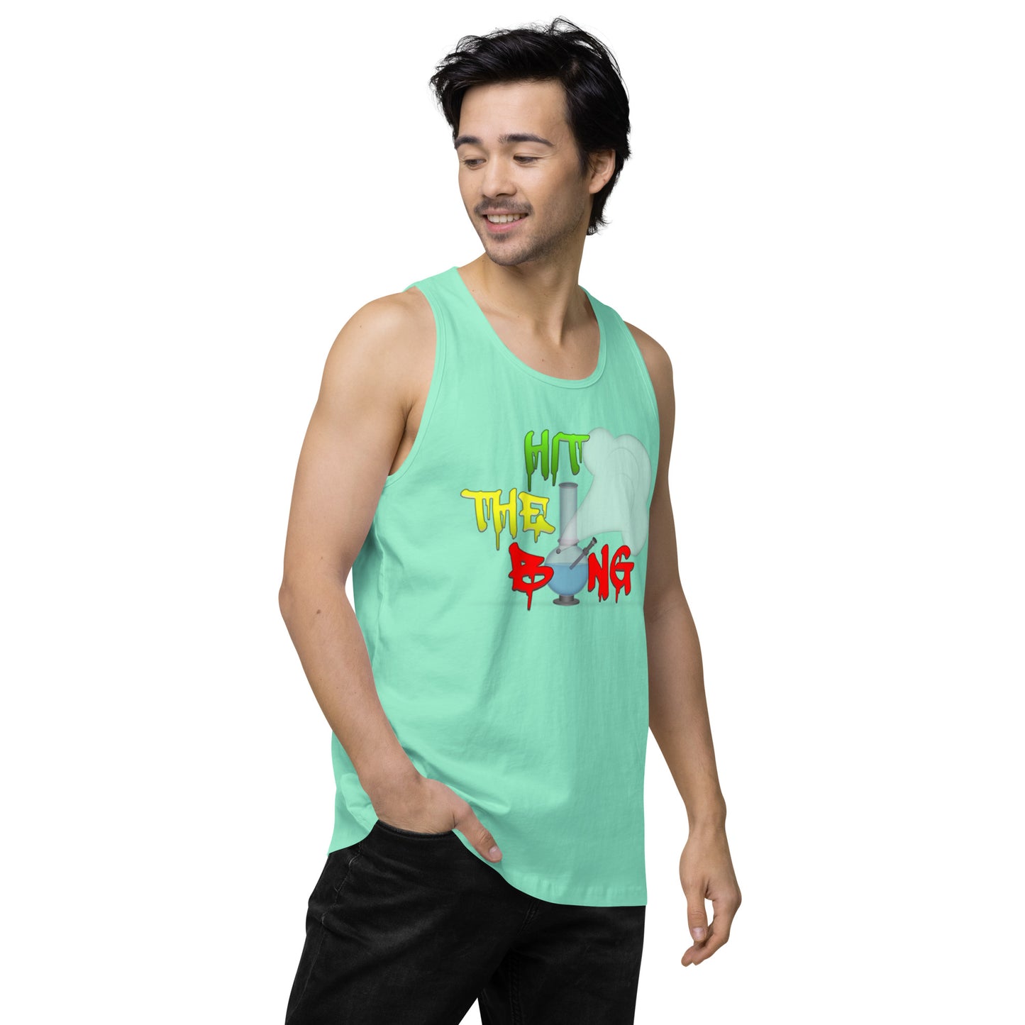 Men’s Cannabis Weed Emoji Premium Tank Top