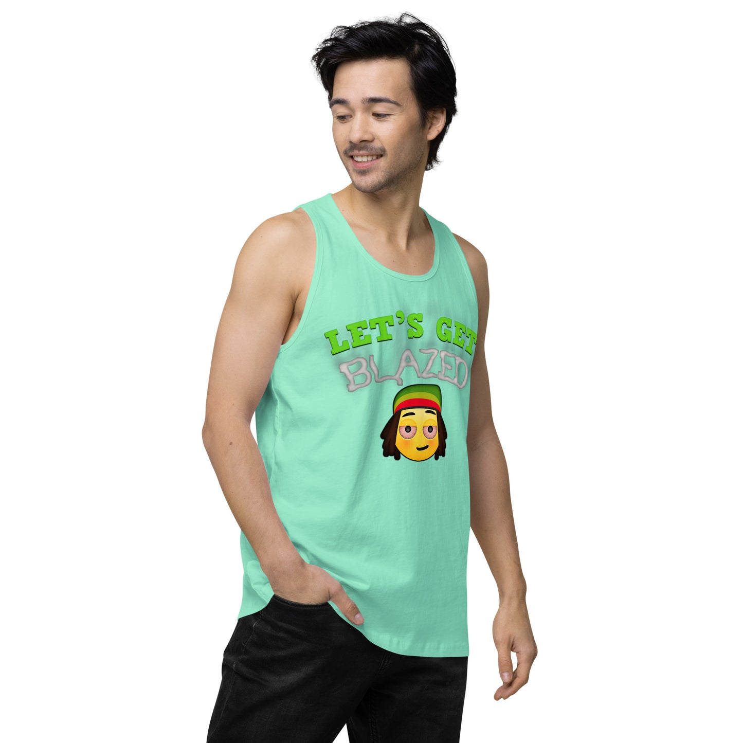 Men’s Cannabis Weed Emoji Premium Tank Top