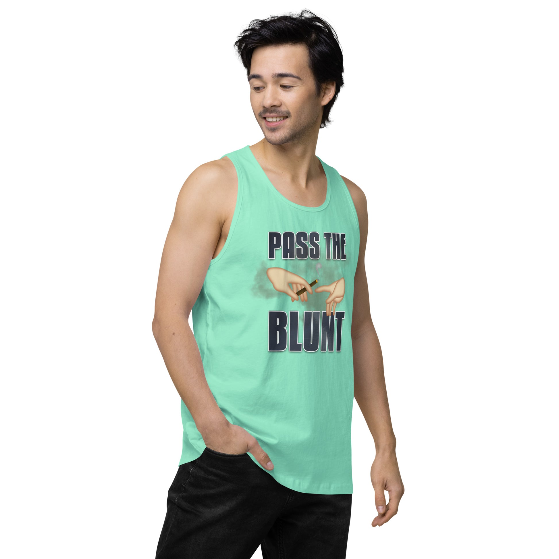 Emoji Weed Cannabis Pass The Blunt Festival Fun Tank Top For Men