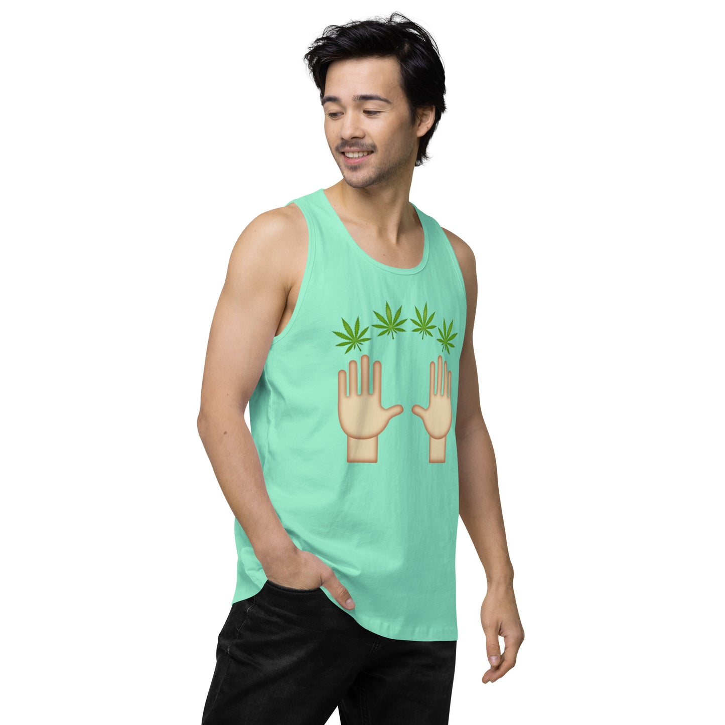 Men’s Cannabis Weed Emoji Premium Tank Top