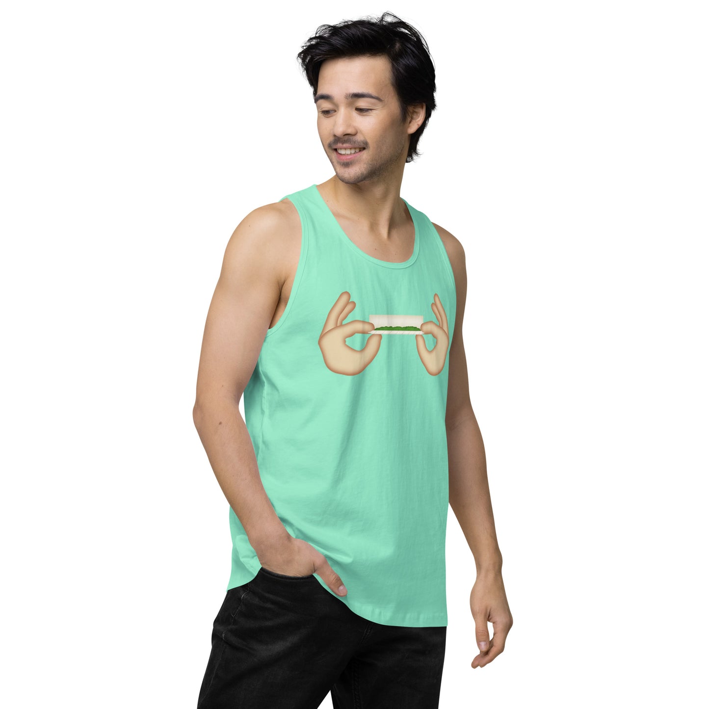 Men’s Cannabis Weed Emoji Premium Tank Top