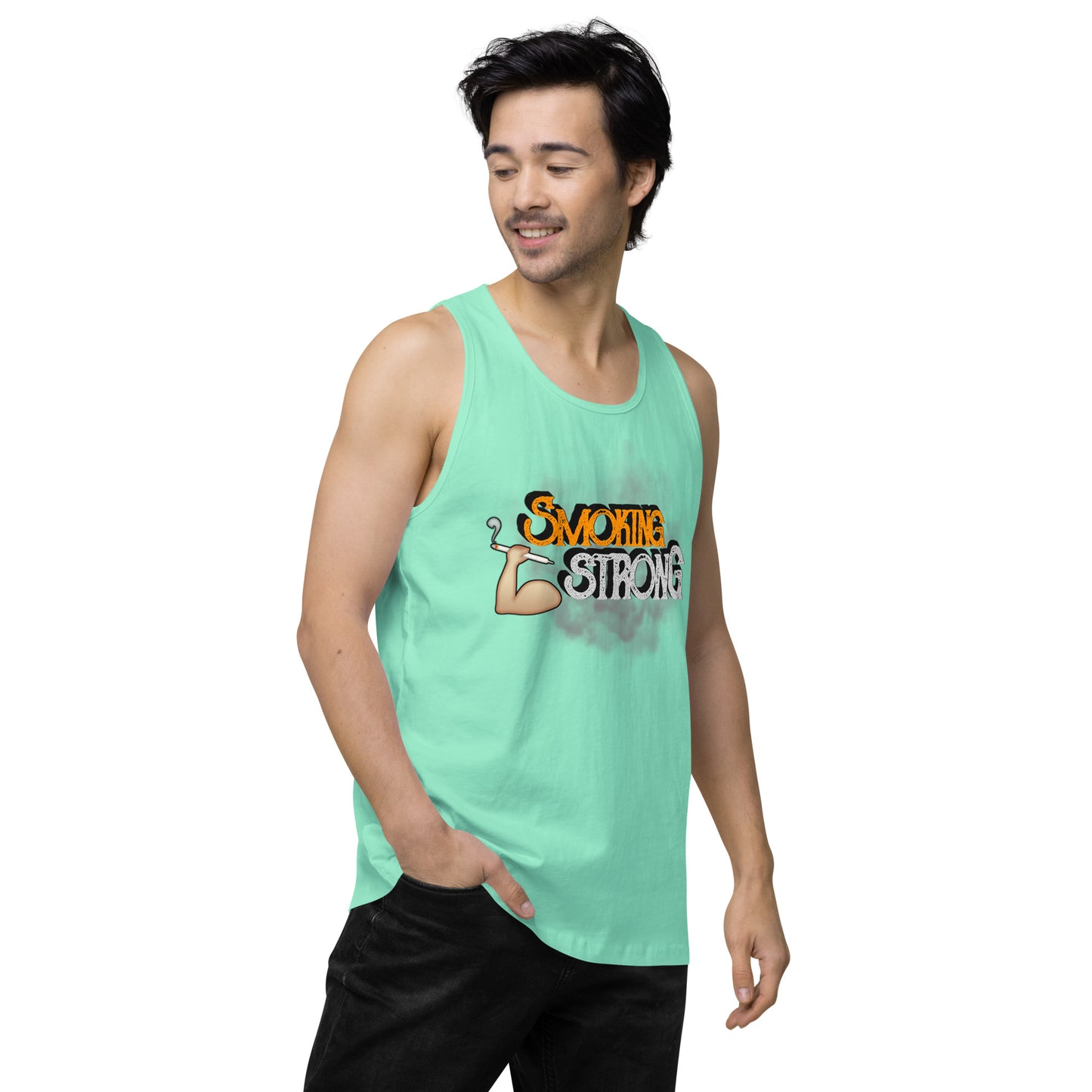 Men’s Cannabis Weed Emoji Premium Tank Top