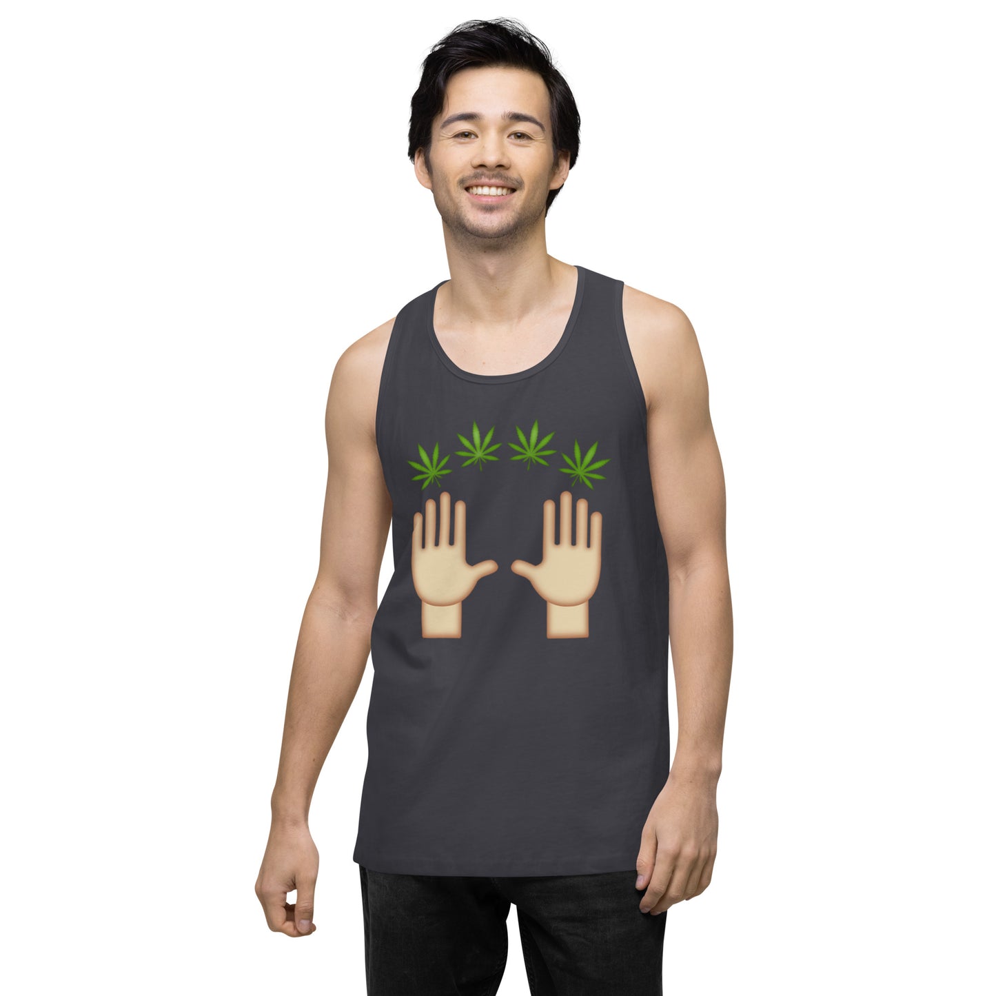 Men’s Cannabis Weed Emoji Premium Tank Top