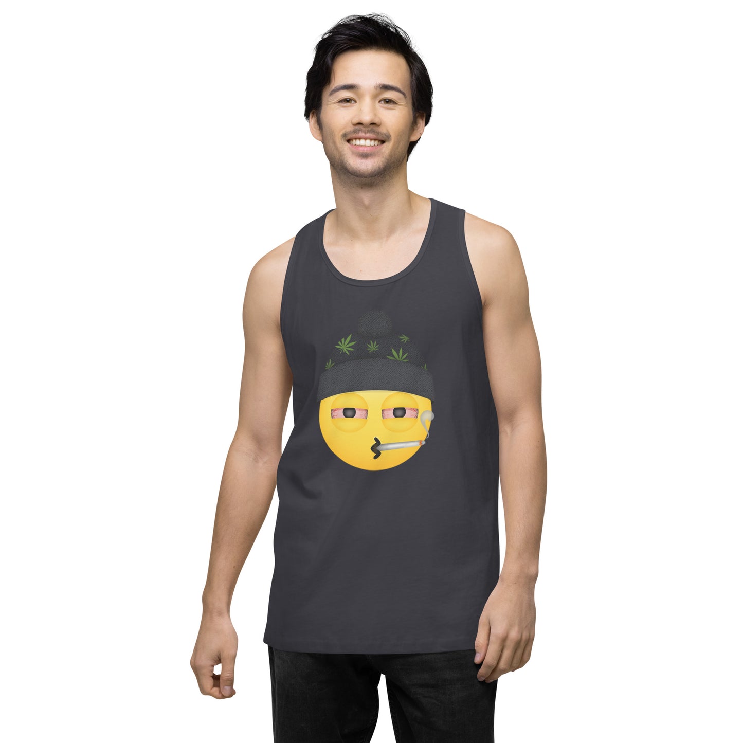 Men’s Cannabis Weed Emoji Premium Tank Top