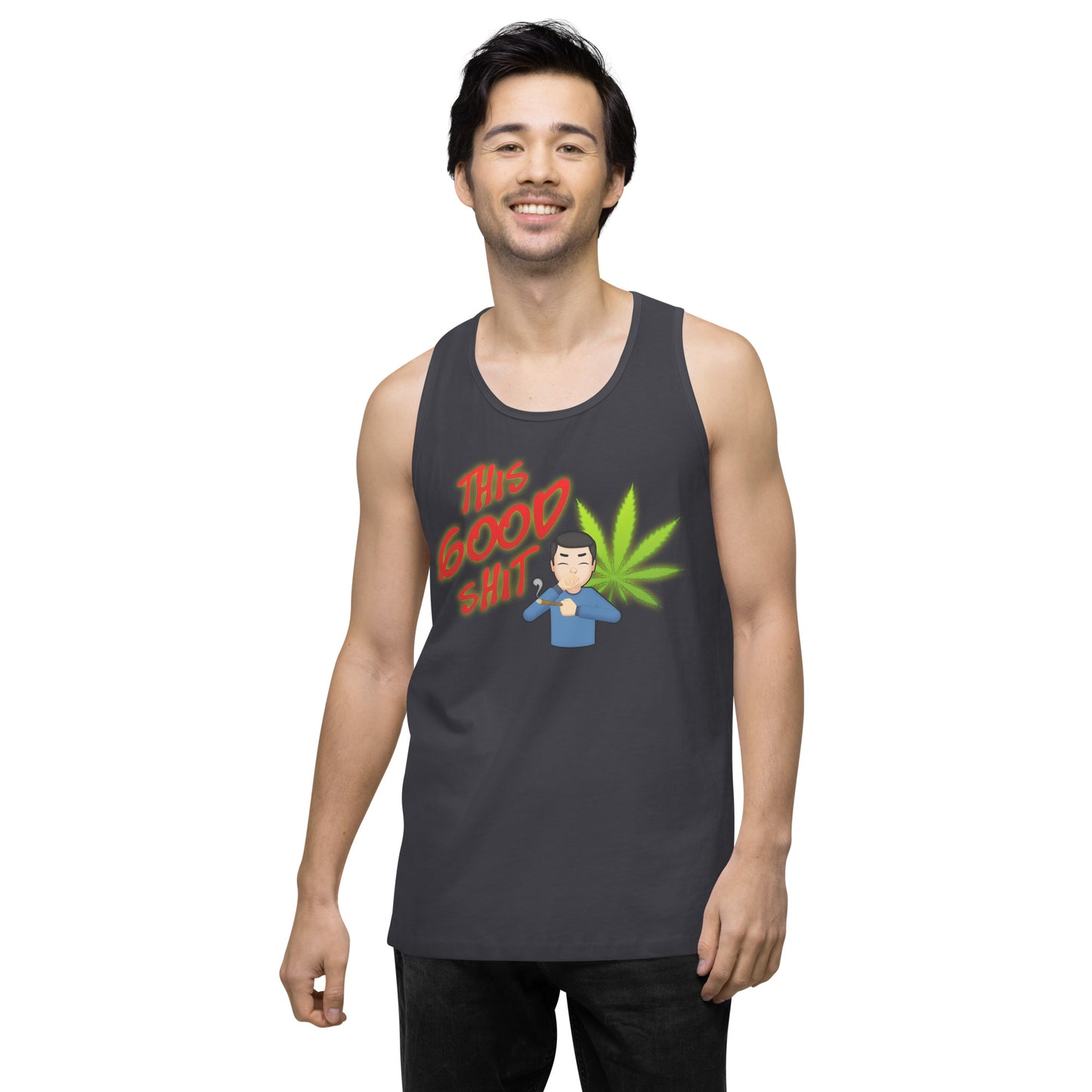 Men’s Cannabis Weed Emoji Premium Tank Top