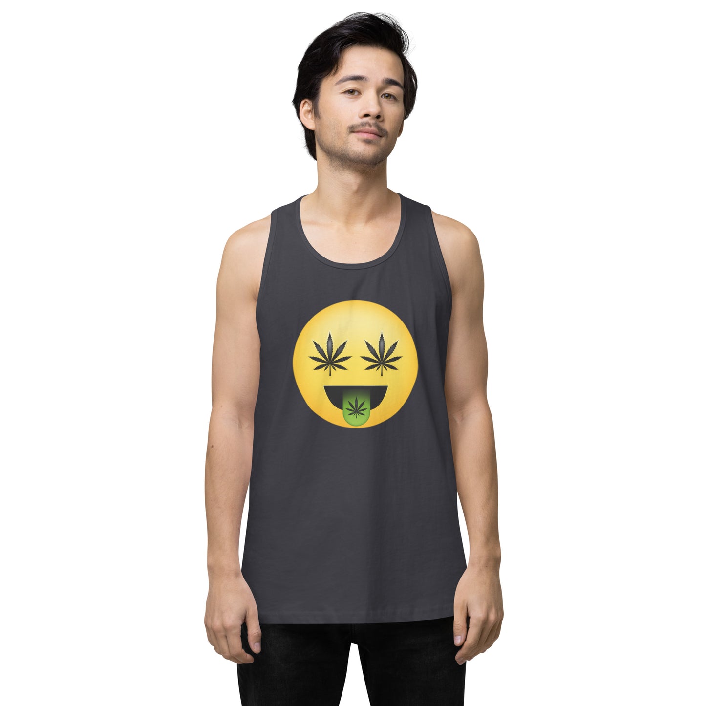 Emoji Weed Cannabis Edibles Sativa Festival Fun Blunt Tank Top Green Tongue For Men