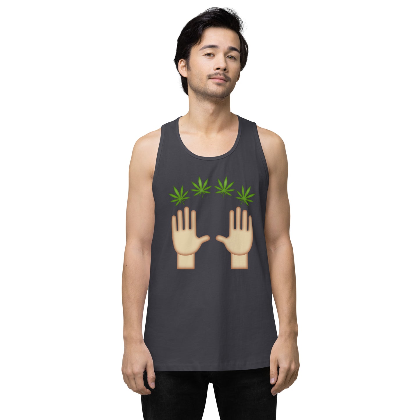 Men’s Cannabis Weed Emoji Premium Tank Top