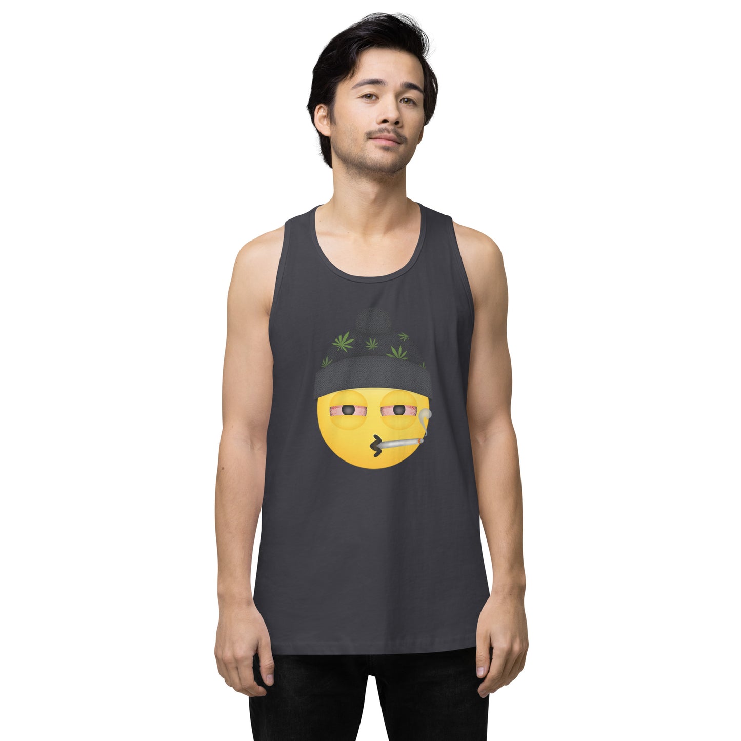 Men’s Cannabis Weed Emoji Premium Tank Top