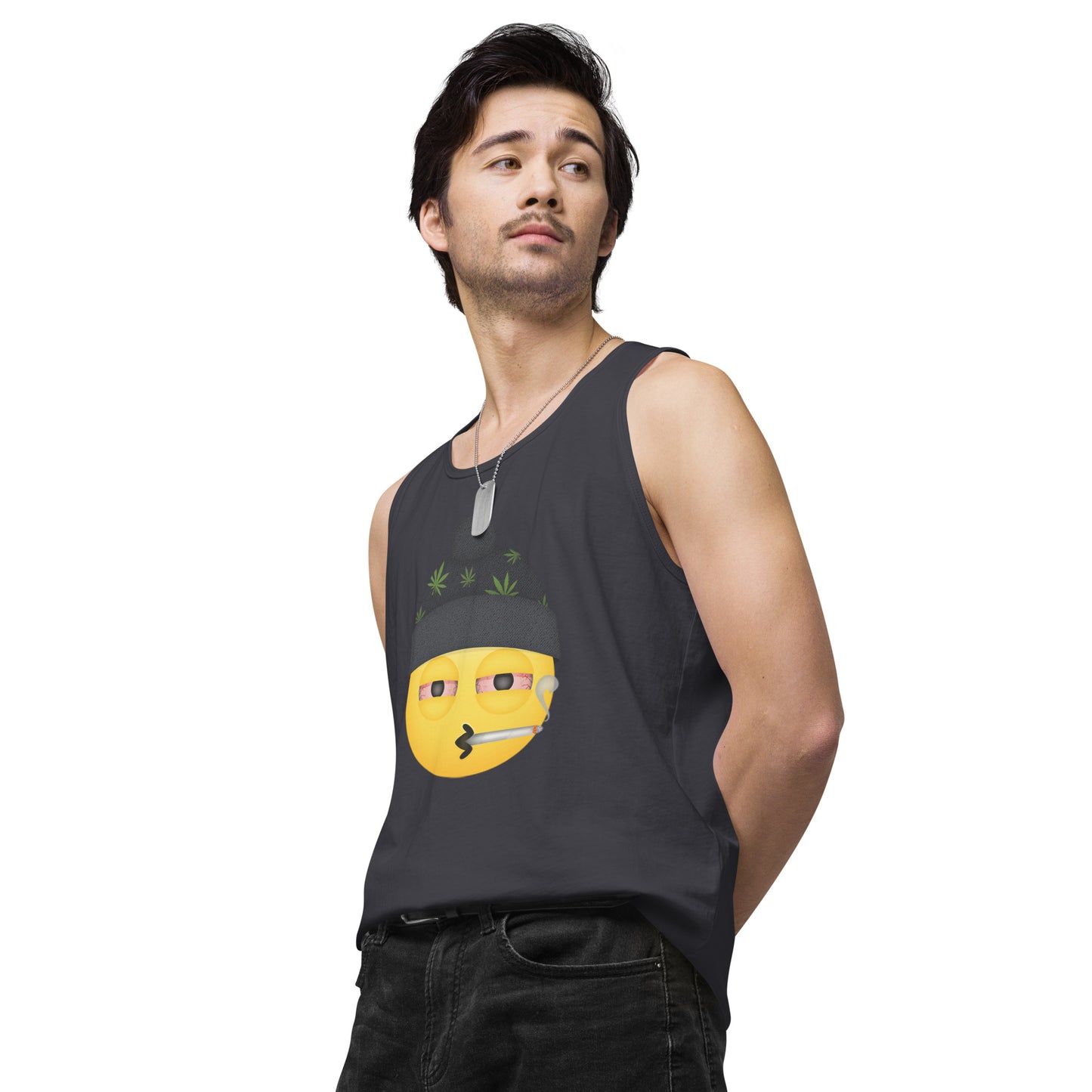 Men’s Cannabis Weed Emoji Premium Tank Top