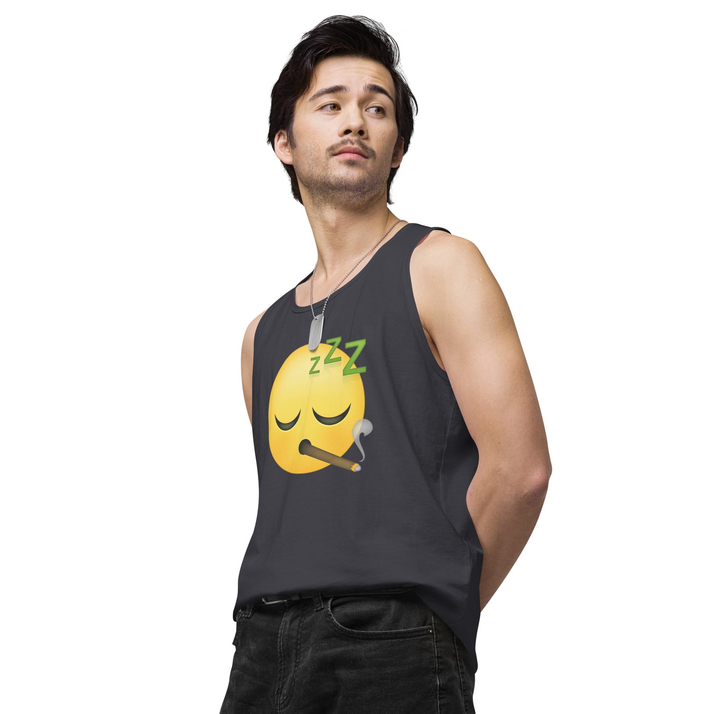 Men’s Cannabis Weed Emoji Premium Tank Top