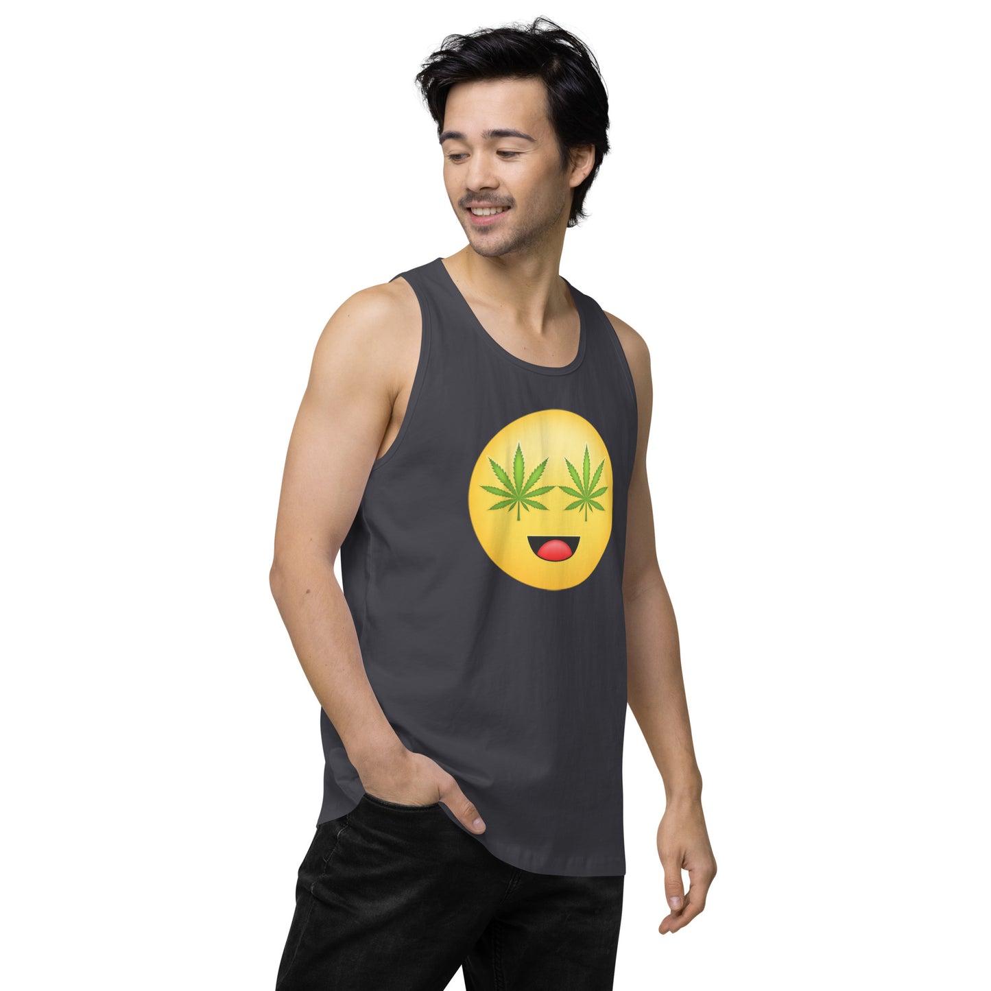 Men’s Cannabis Weed Emoji Premium Tank Top