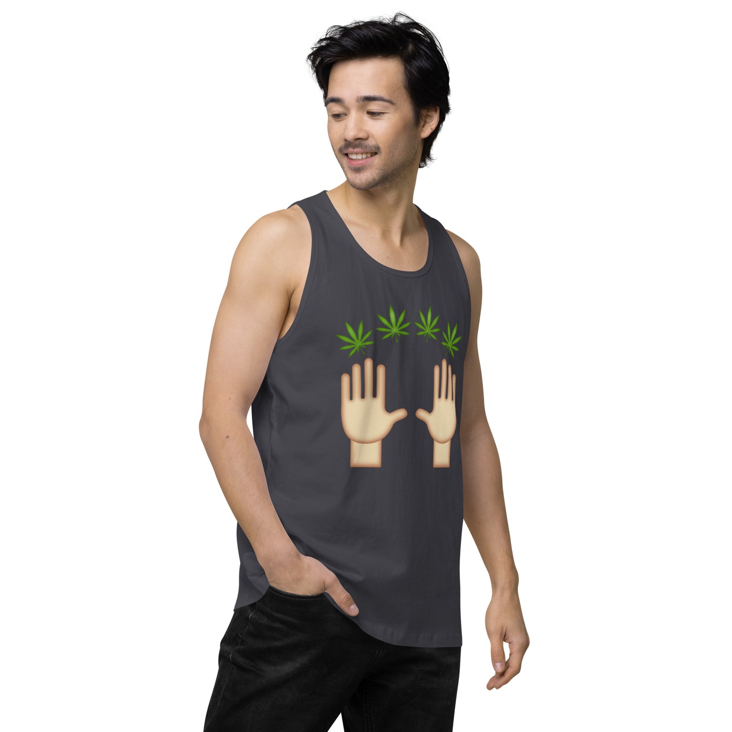 Men’s Cannabis Weed Emoji Premium Tank Top