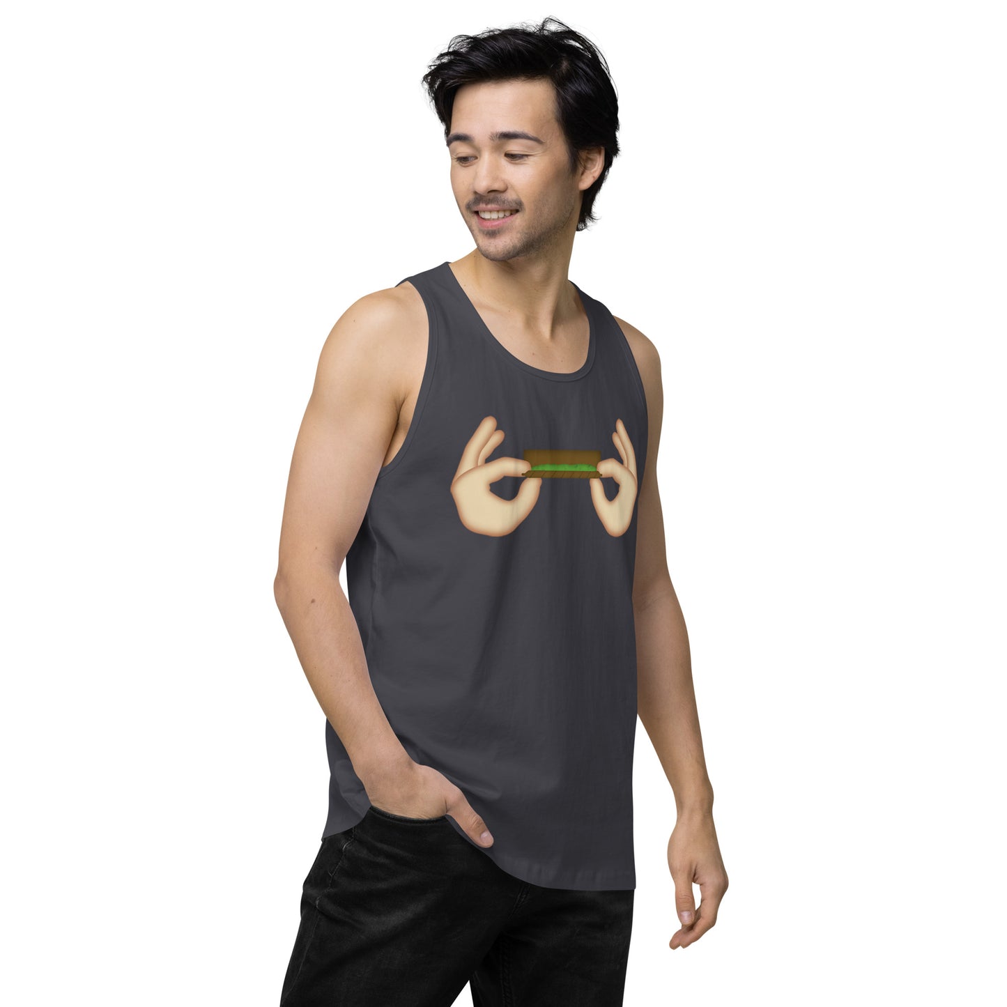 Men’s Cannabis Weed Emoji Premium Tank Top